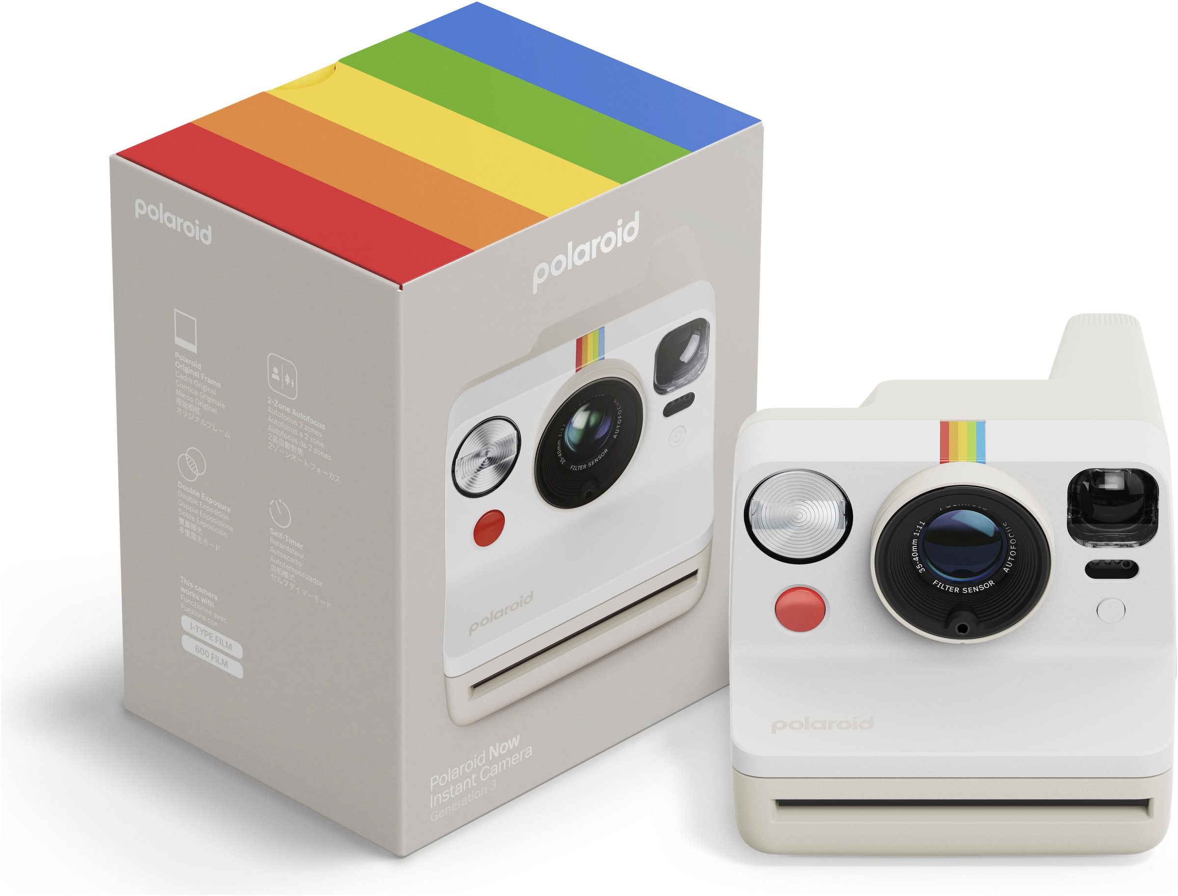 POLAROID Sofortbildkamera "Now Generation 3", weiß, B:11,22cm H:9,4cm T:15,02cm, Fotokameras - Einheitsgröße