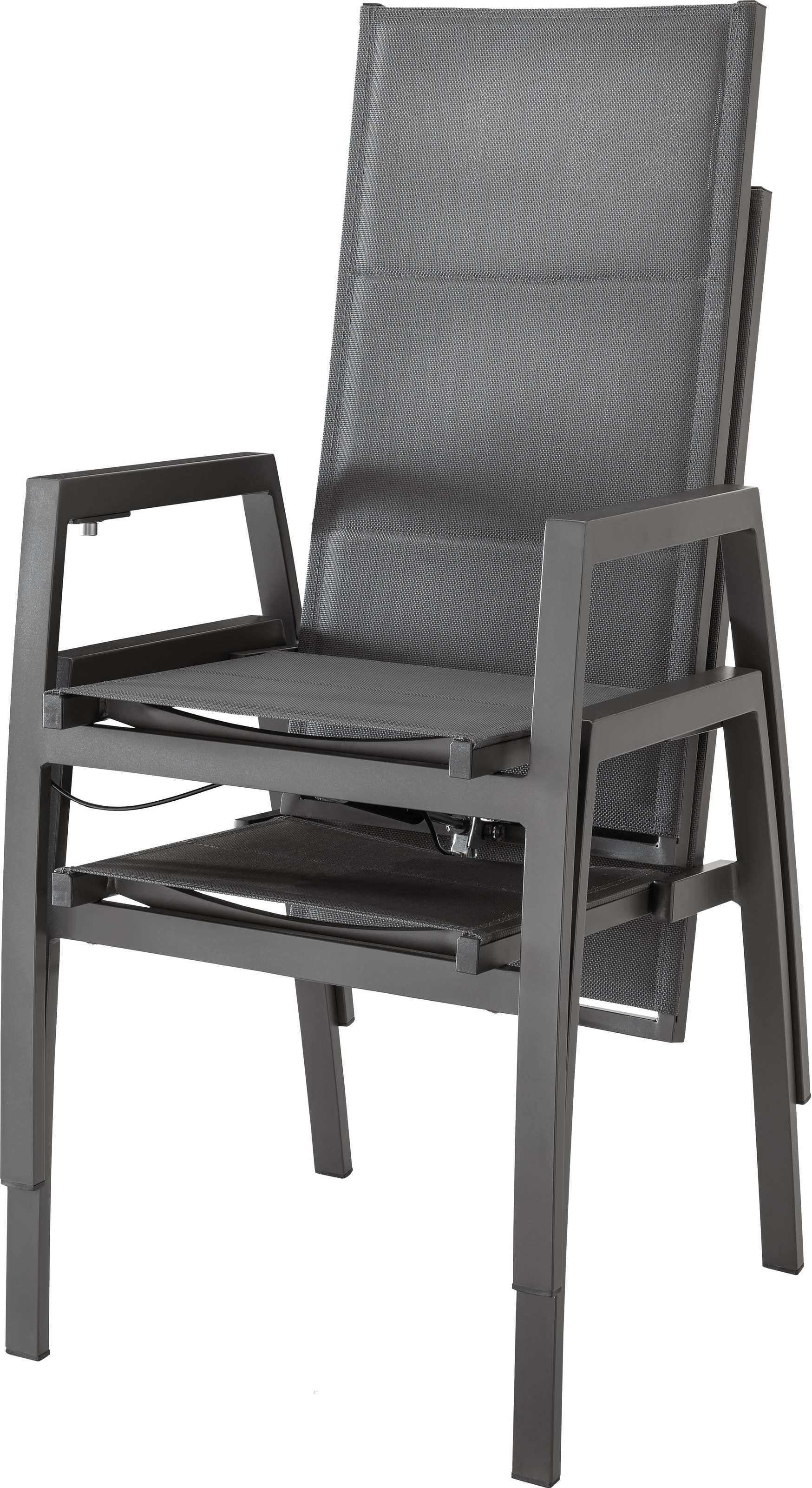 Destiny Garten-Essgruppe »COSTA HL ARONA«, (Set, 5 tlg., 1 Ausziehtisch, 4 Hochlehner verstellbar), (Set, 5-tlg., 4 Hochlehner, 1 Ausziehtisch Ø 120/170x75cm) Aluminium