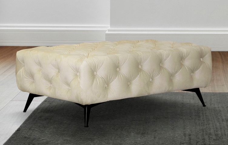 Leonique Polsterhocker »Amaury«, Chesterfield-Optik, Breite 120cm, Fußfarbe wählbar