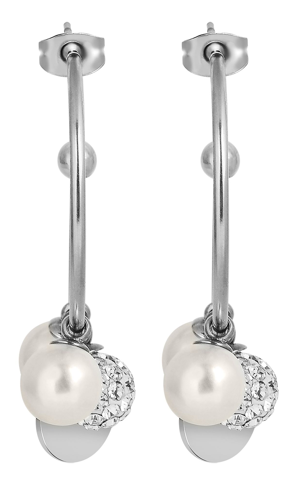 Adelia´s Paar Creolen »Damen Ohrringe – Creole aus Edelstahl mit Perle« Schöne Geschenkidee zum Muttertag