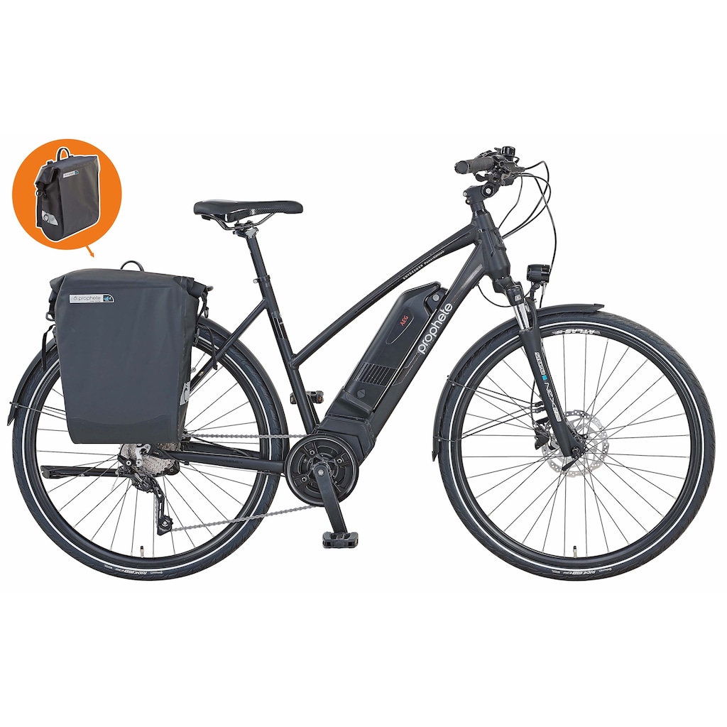 Prophete E-Bike »Entdecker PowerEdition«, 10 Gang, Shimano, Deore, Mittelmotor 250 W, (mit Seitentasche)