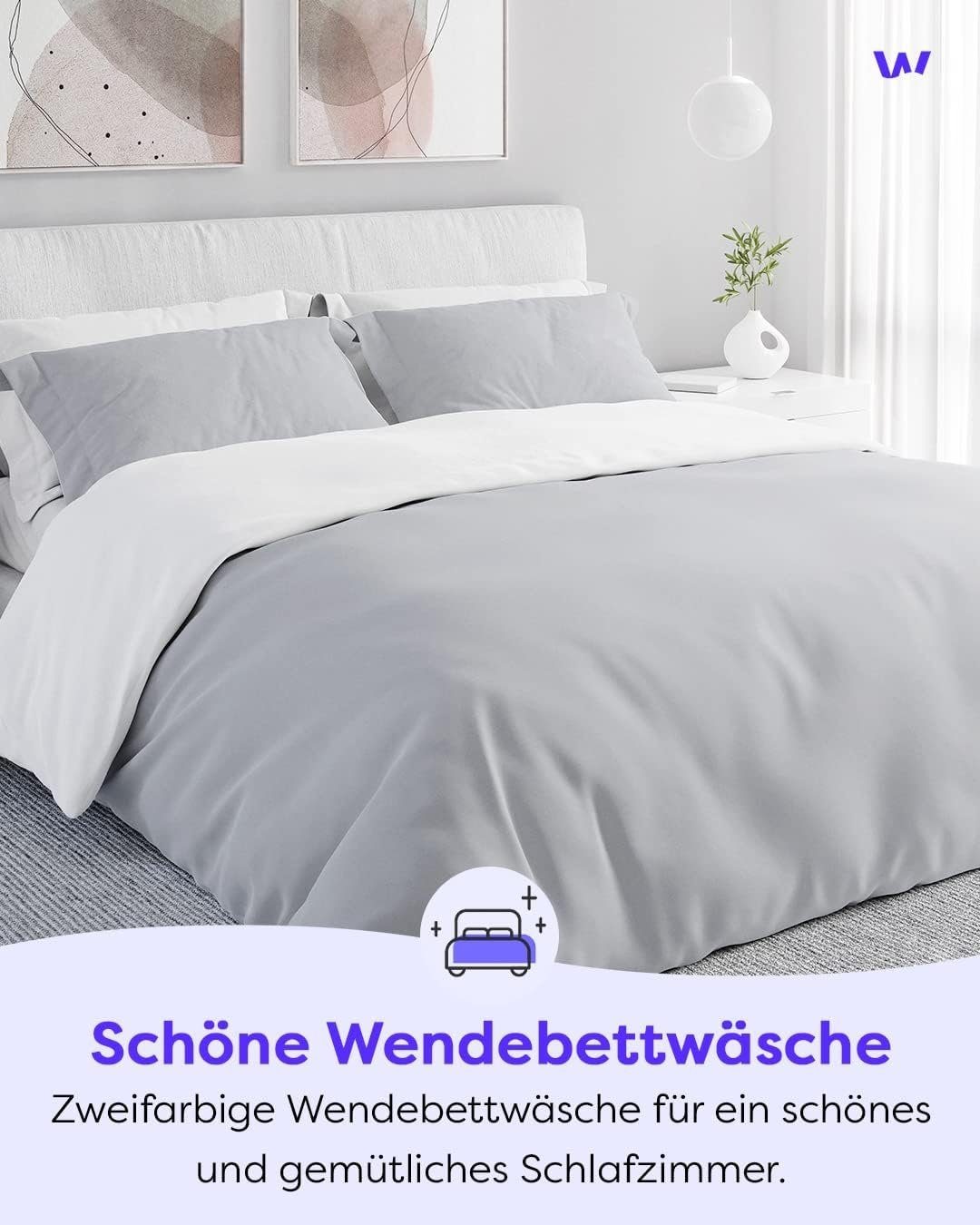 Wolkenfeld Bettwäsche »Allergiker Bettwäsche, unfassbar weich«, 135x200 cm, 155x220 & Übergrößen I inkl. Kissenbezüge 80x80 I 2-farbig