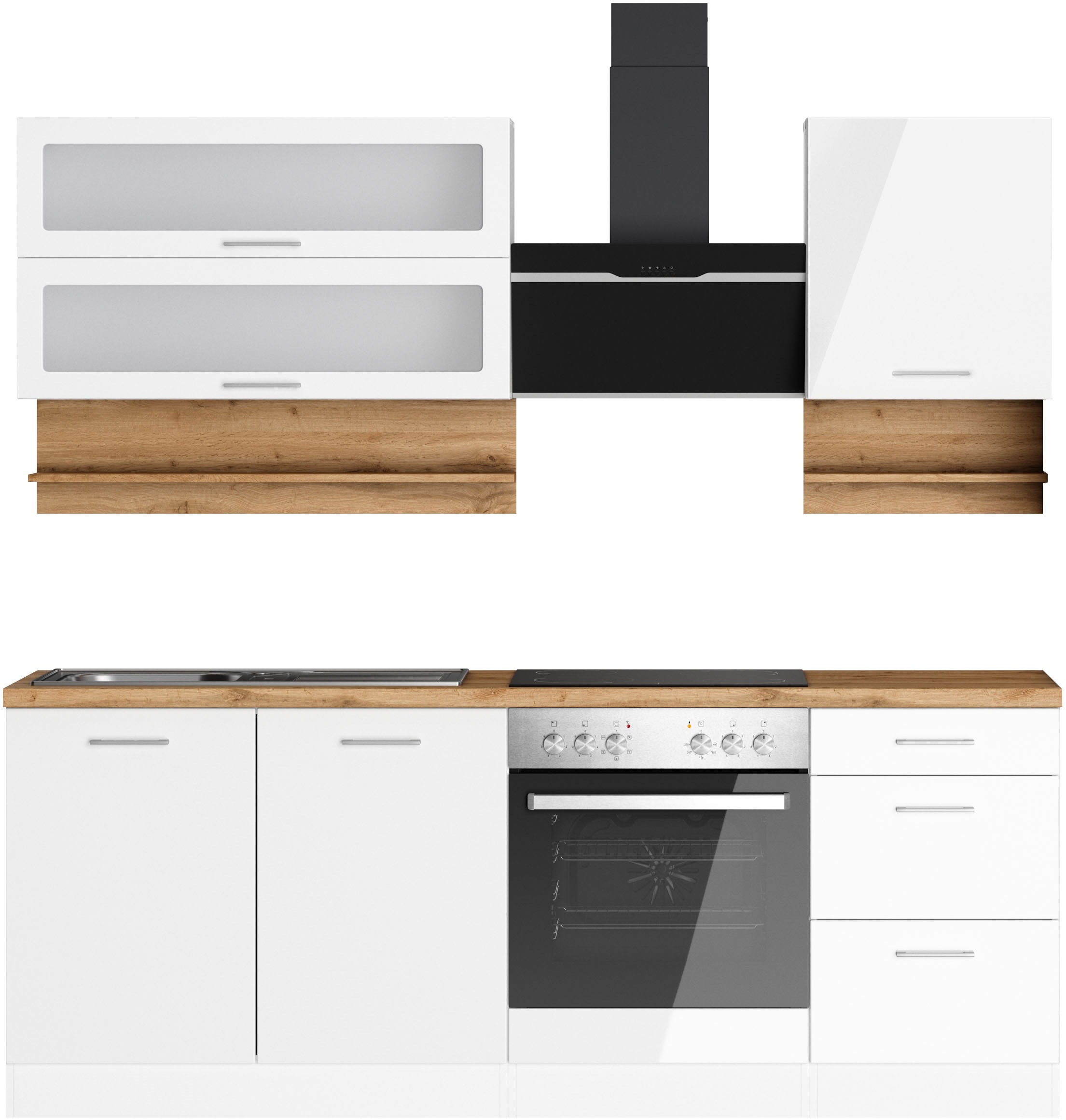 KOCHSTATION Küchenzeile "KS-Milan" 210 cm breit, robuste Metallauszüge, vie günstig online kaufen