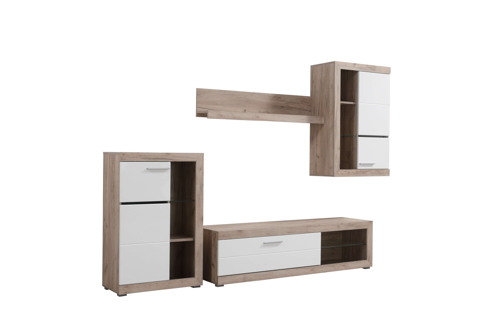 Home affaire Wohnzimmer-Set "Rosso Wohnwand, Mediawand, Anbauwand, für TV bis 60, Breite 267 cm" Komplett-Set, 4-st, 4 Stk. tlg.