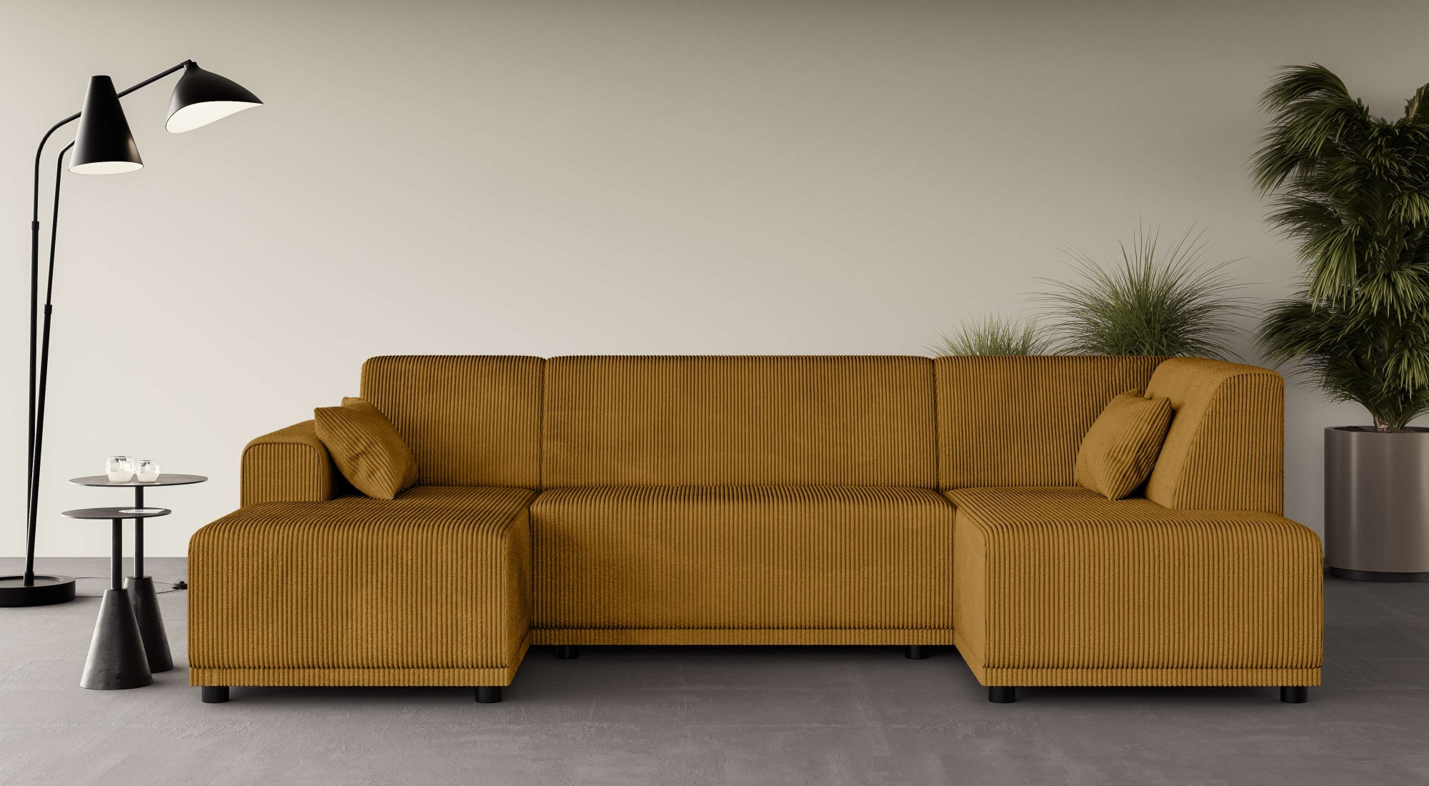 HOME AFFAIRE TAMMO U-Shape Sectional Sofa yellow