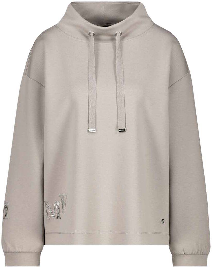 Monari Sweatshirt »Sweatshirt Schmuckdetail«, Stehkragen mit Bindeband, Logo aus Strasssteinen