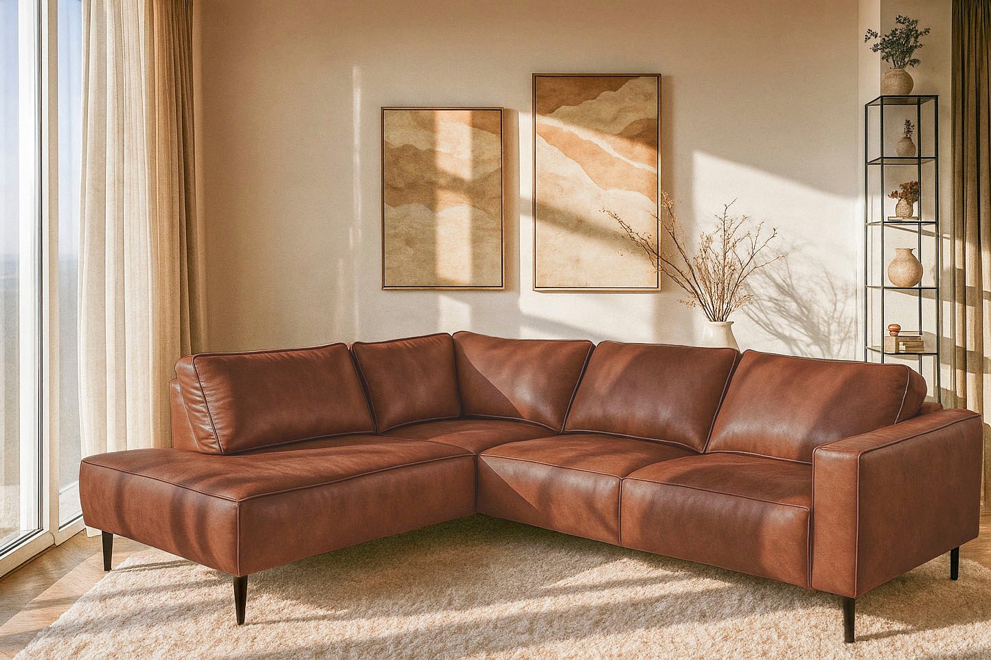 Home affaire Ecksofa "Fumone, Lederoptik oder Soft-Touch Chenille" Breite 2 günstig online kaufen