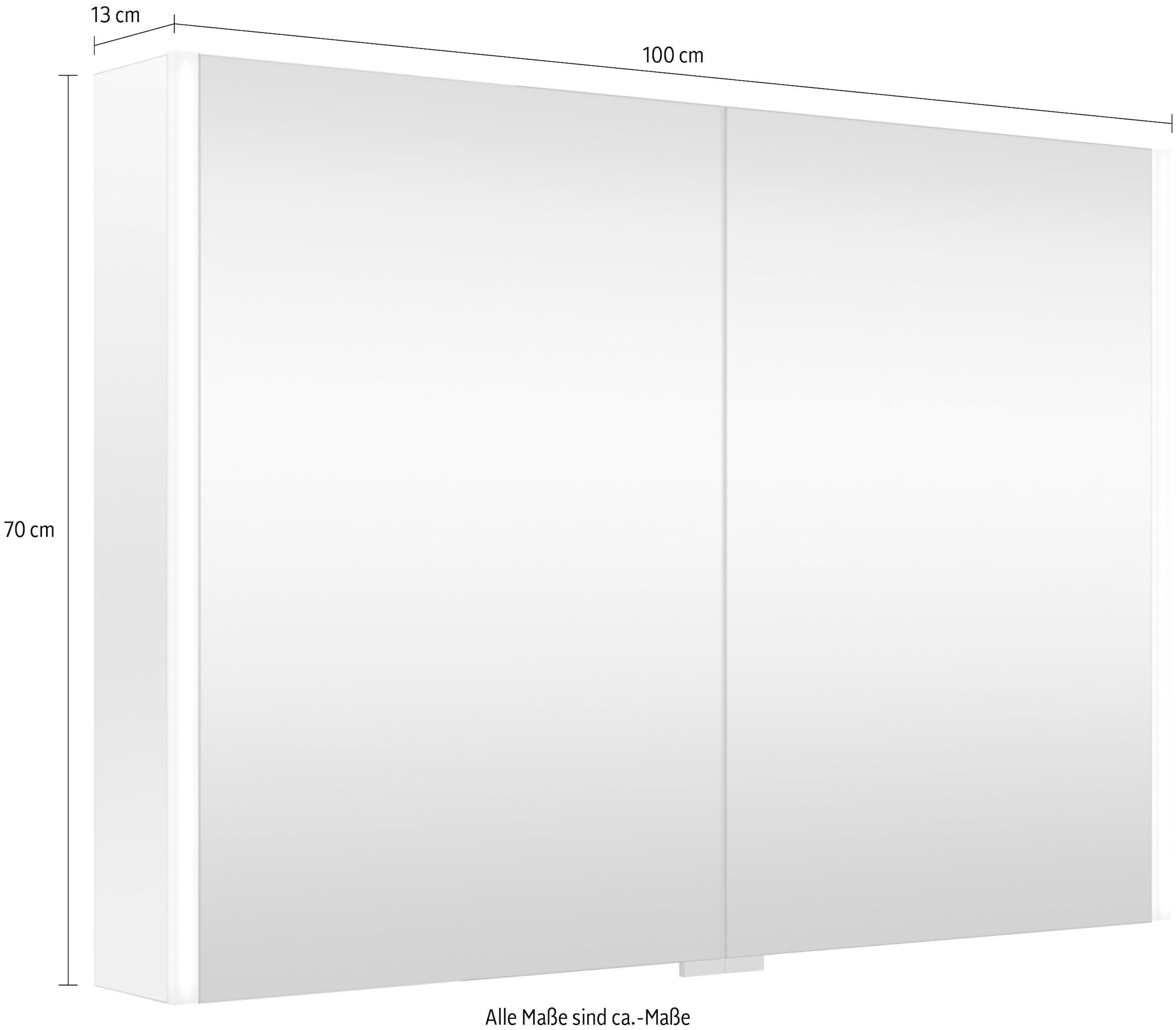 welltime Spiegelschrank »Ahus«, Mit Soft-Close-Funktion, inklusive Beleuchtung, Breite 100 cm, FSC®
