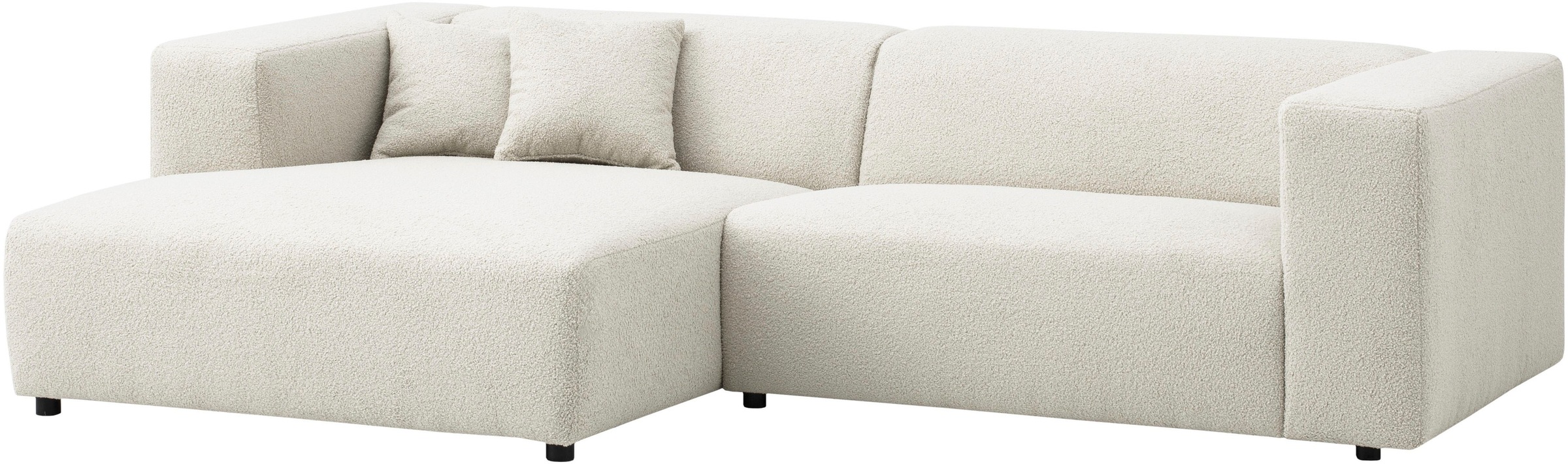 andas Ecksofa »BAKELS, L-Form in Cord oder Boucle-Stoff, moderne Couch«, wahlweise Recamiere rechts/links, bequemer Sitzkomfort