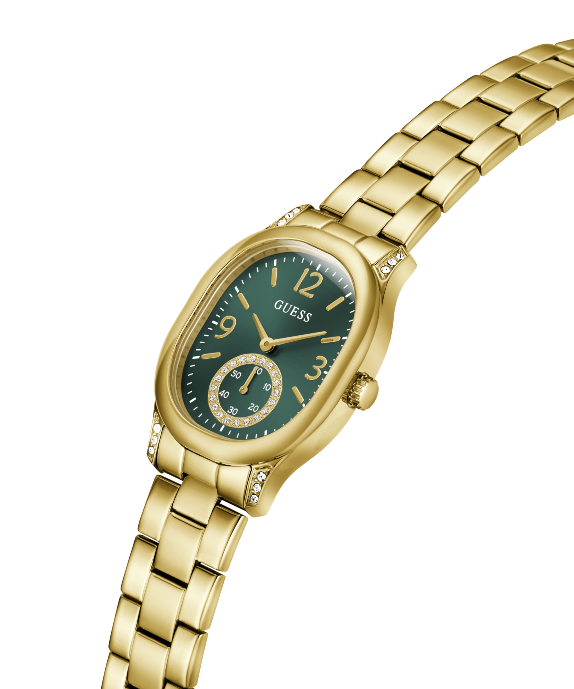 Guess Quarzuhr »ELEANOR« Armbanduhr, Damenuhr, Edelstahlarmband, analog