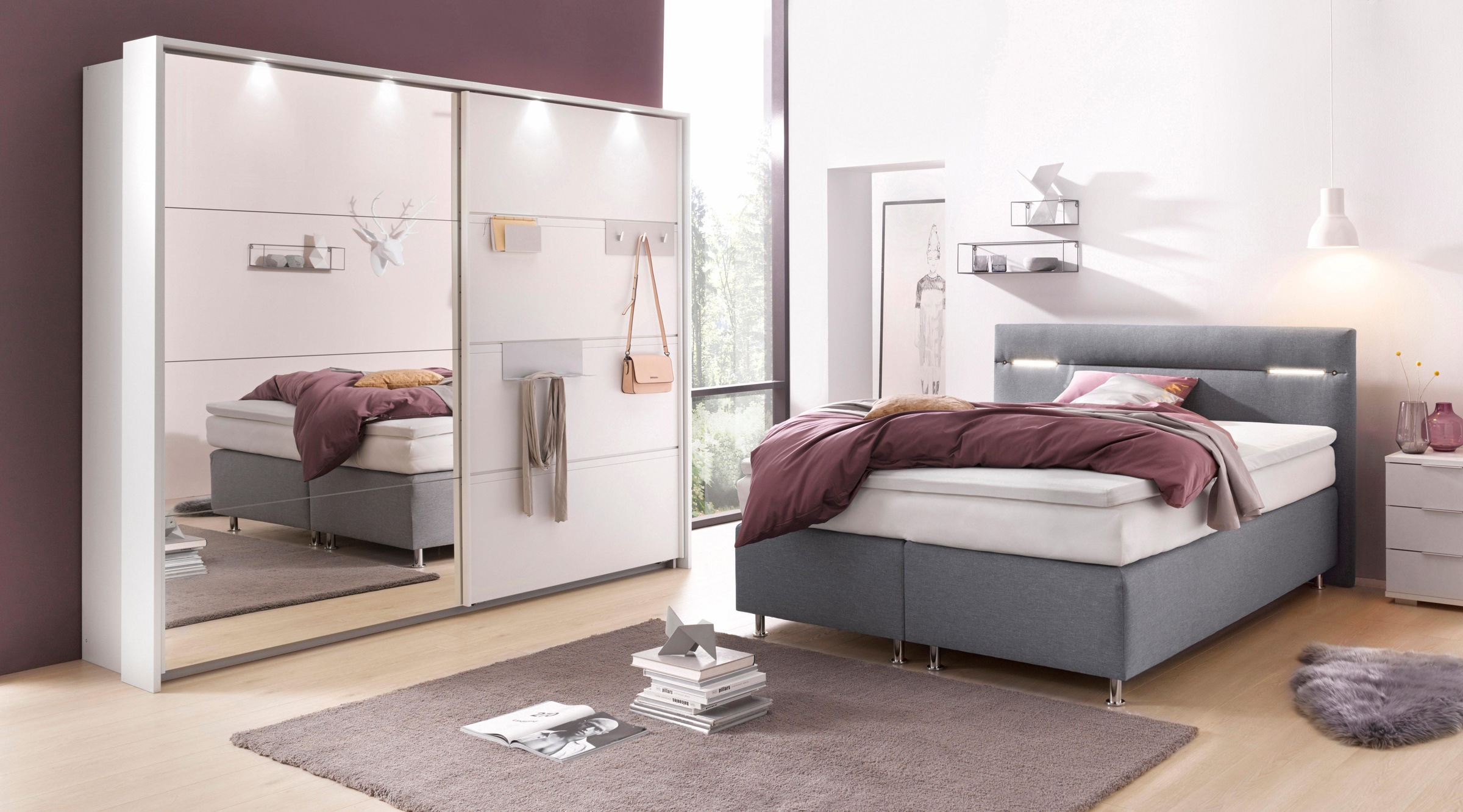Westfalia Schlafkomfort Boxspringbett, wahlweise mit LED-Beleuchtung