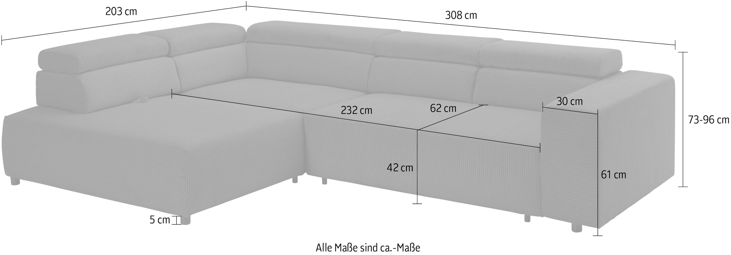 exxpo - sofa fashion Ecksofa »VITTORIO«, inkl. Kopfteil- und Sitztiefenverstellung, wahlweise mit Bettfunktion
