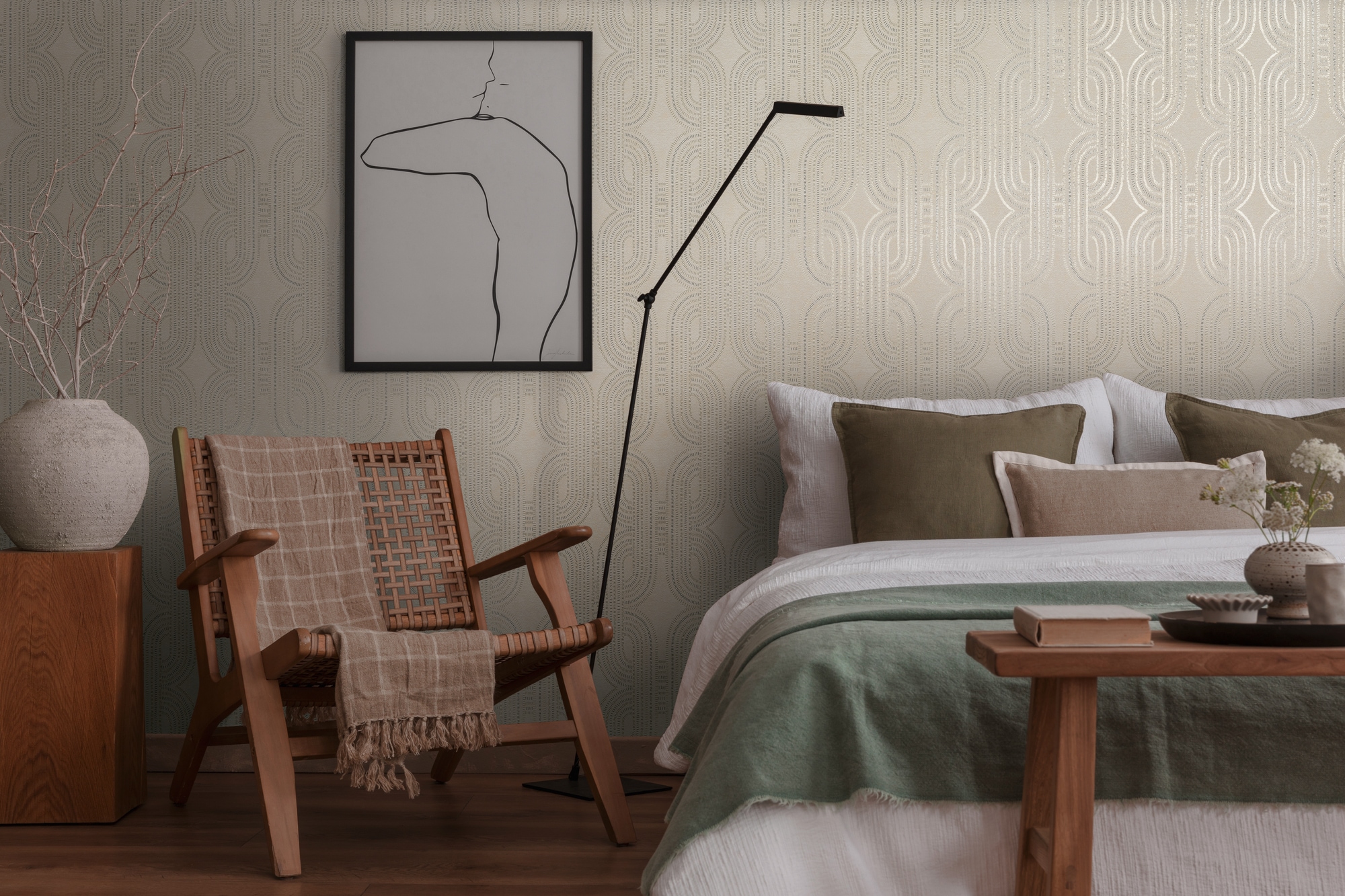 A.S. Création Vliestapete »French Affair Grafik-Tapete -Effekt Mustertapete Struktur Kunst«, leicht glänzend, Vliestapete geometrisch für Schlafzimmer Küche Wohnzimmer Grafik Flur