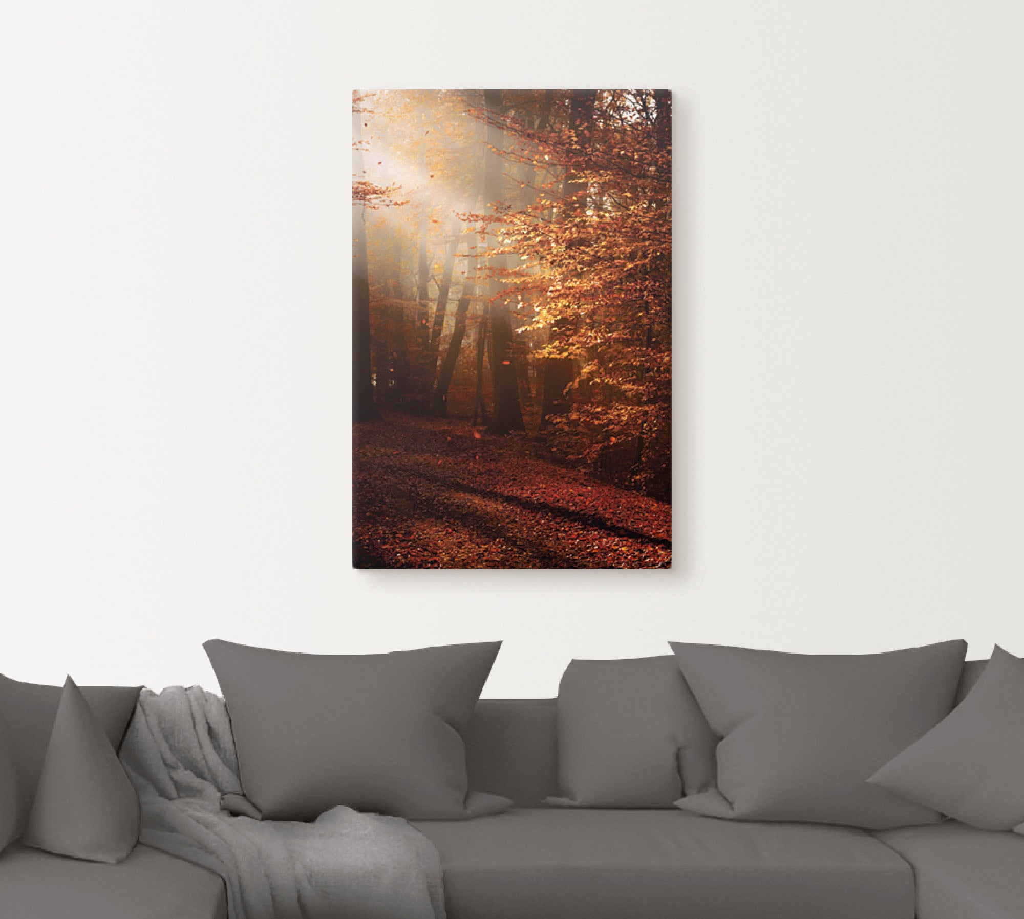 Artland Wandbild "Sonnenaufgang im Herbst", Wald, (1 St.), als Leinwandbild günstig online kaufen