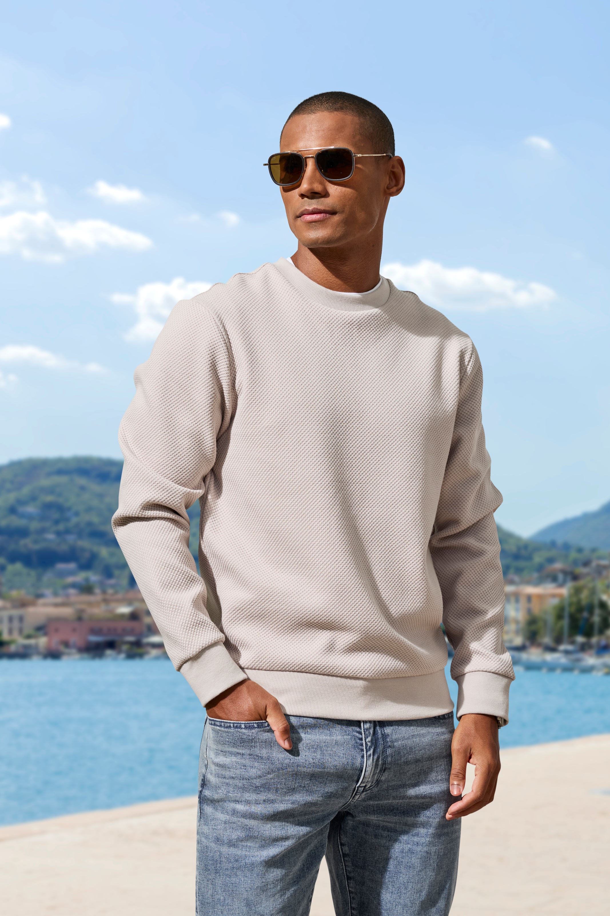 John Devin Sweatshirt, Pullover aus Struktur-Qualität günstig online kaufen