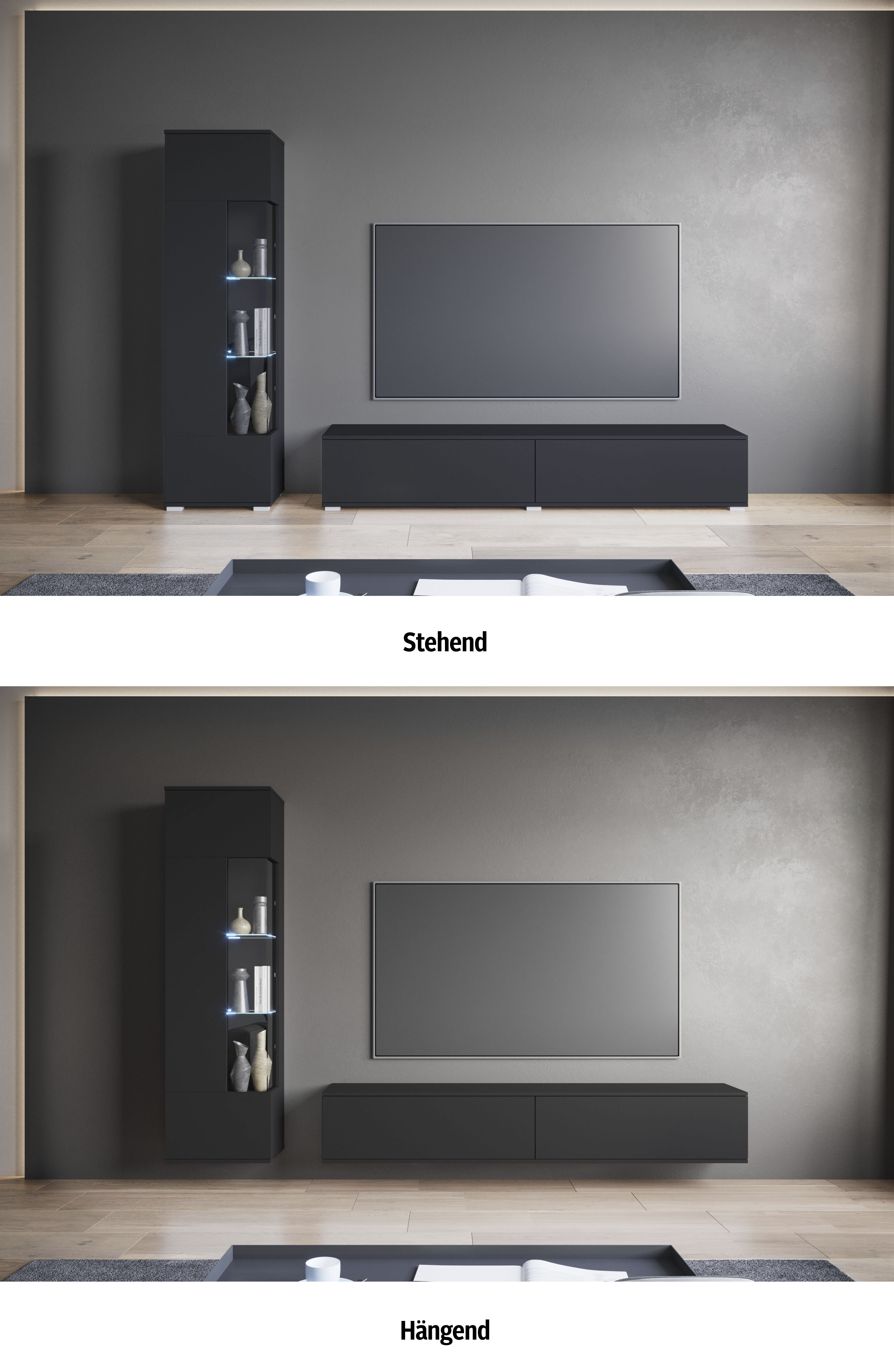 Thumbnail - INOSIGN Wohnwand "Kenia, Vitrine Türanschlag links/rechts wechselbar", (Komplett-Set, 2 St.), Vitrine mit Eckverglasung,...