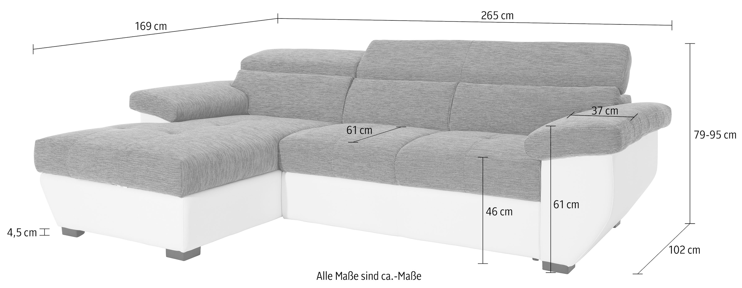 COTTA Ecksofa »Speedway L-Form« mit Kopfteilverstellung, wahlweise mit Bettfunktion & Bettkasten