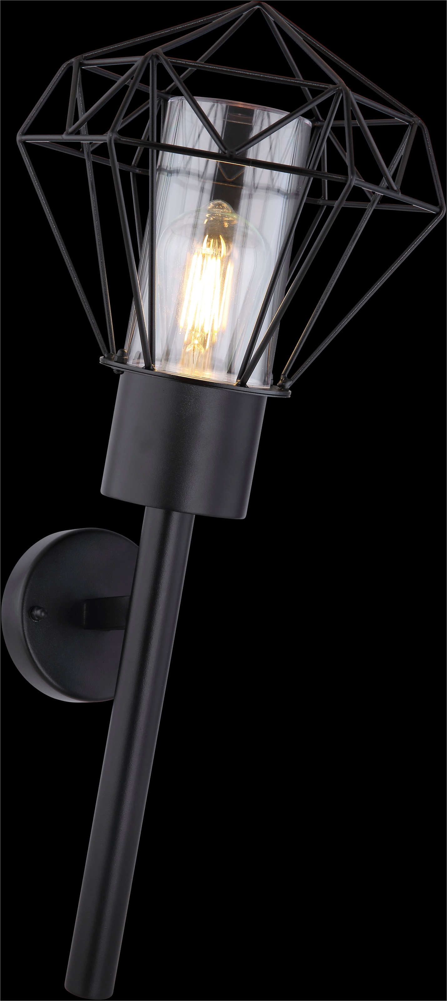 GLOBO LIGHTING Außen-Wandleuchte »HORACE« E27 1 Stk. Außenleuchte Edelstahl schwarz mit Klarglas, IP44, E27 15W