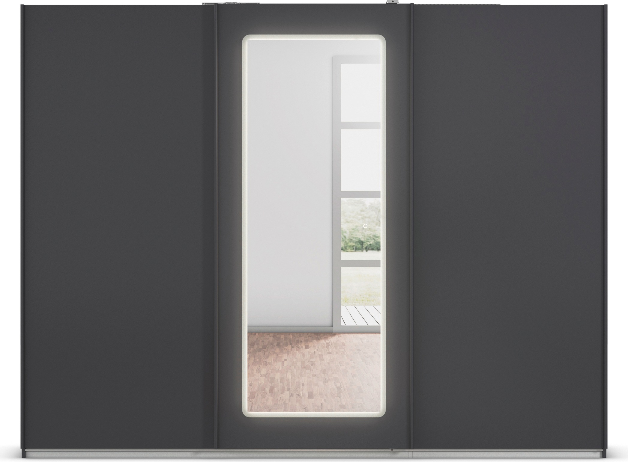 rauch Schwebetürenschrank »Kleiderschrank Schrank Garderobe Wäscheschrank ABRAXXAS«, mit Spiegel und integrierter dimmbarer LED-Beleuchtung MADE IN GERMANY