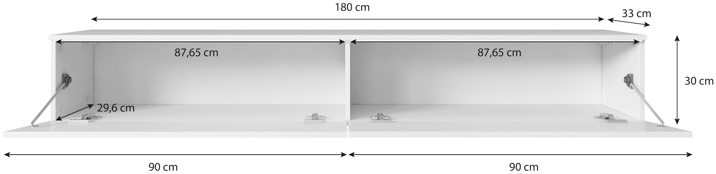 INOSIGN Lowboard »LOWBOARD VERA«, moderne grifflose TV-Board, TV-Schrank 180 cm, stehend und hängend