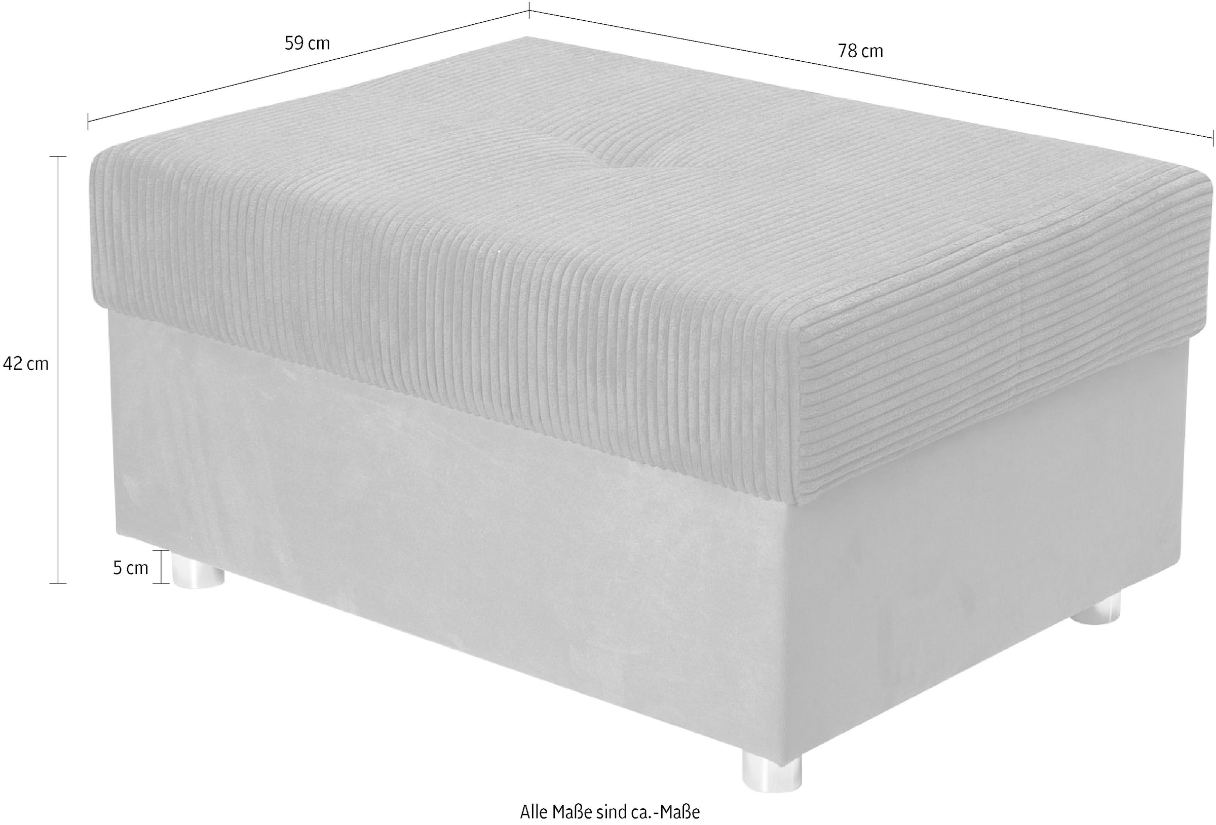 COLLECTION AB Hocker »Italia«, Inklusive komfortablen Federkerns, in Cord-Samt Mix