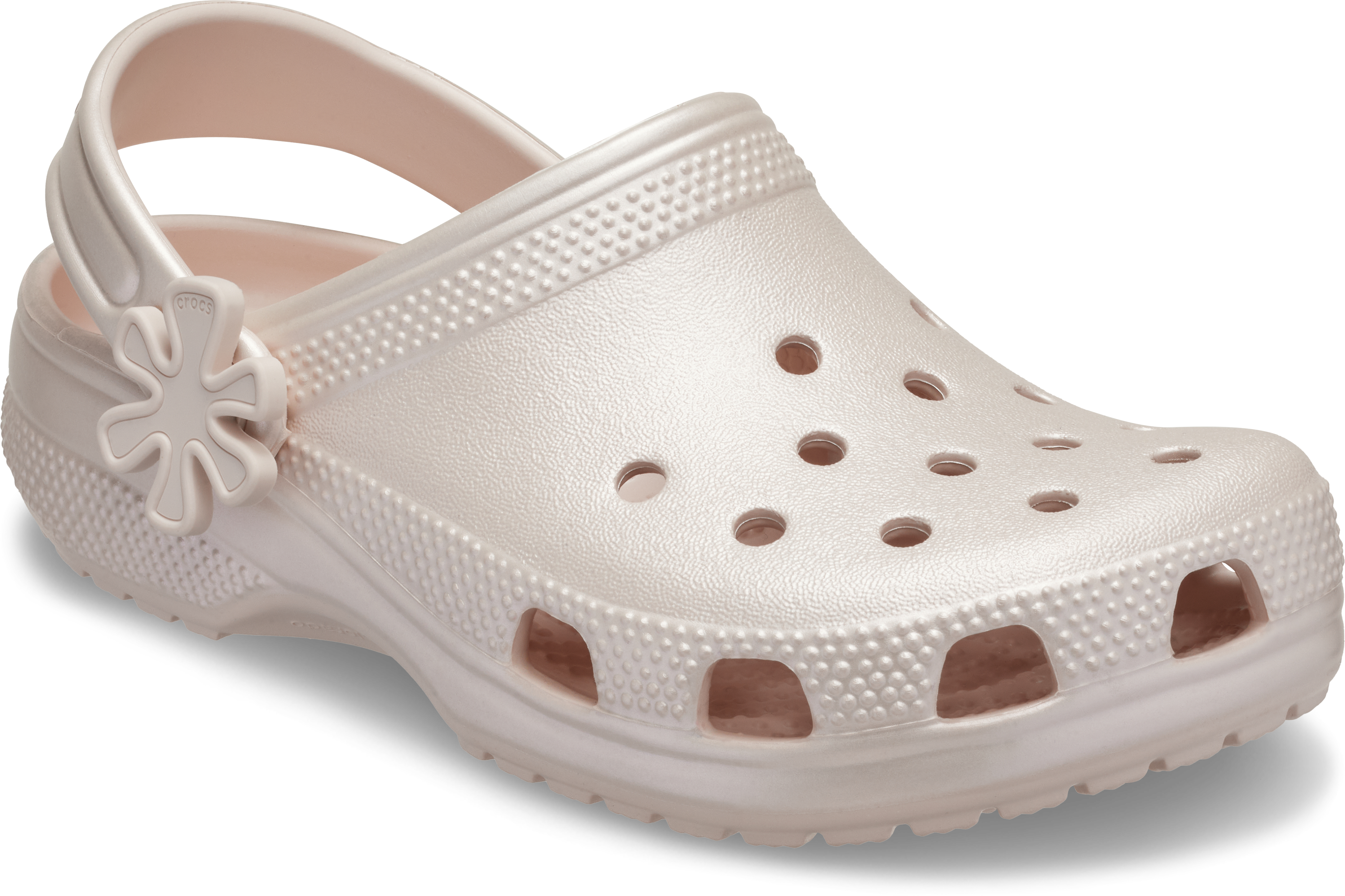 Crocs Clog "Classic Pearl Shine Clog K" Sommerschuh, Schlappen, Sandale mit Blütenapplikation