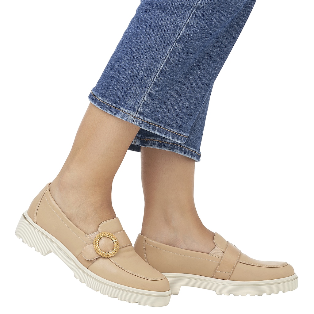 Remonte Loafer, Chunky Slipper, Plateau Slipper mit moderner Flecht-Zierschnalle