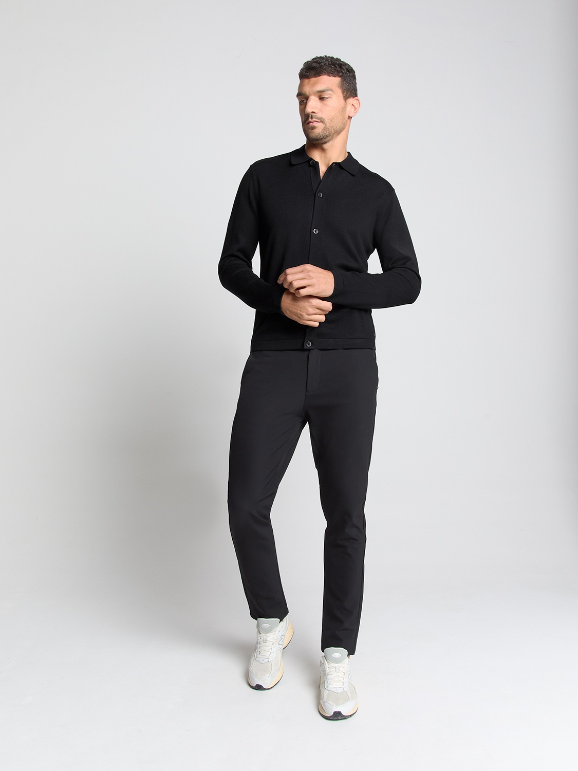 Thumbnail - NO EXCESS Carmenpullover "No Excess Cardigan mit Knopfleiste Pullover Full Button Polo"