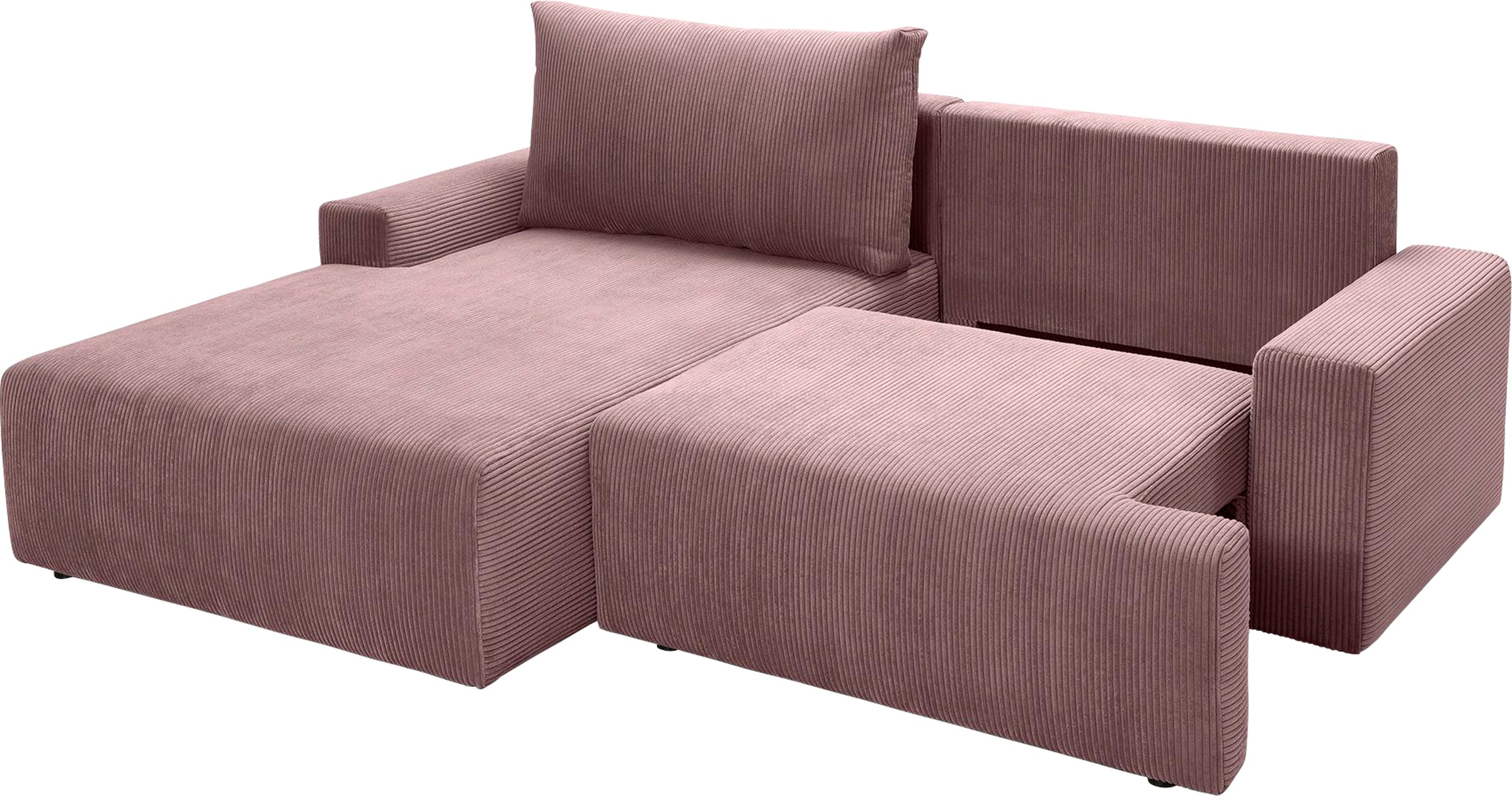 exxpo - sofa fashion Ecksofa »Orinoko, aktuelles Design und hoher Sitzkomfort, L-Form«, inkl. Bettfunktion und Bettkasten, schöne Farben im angesagten Cord