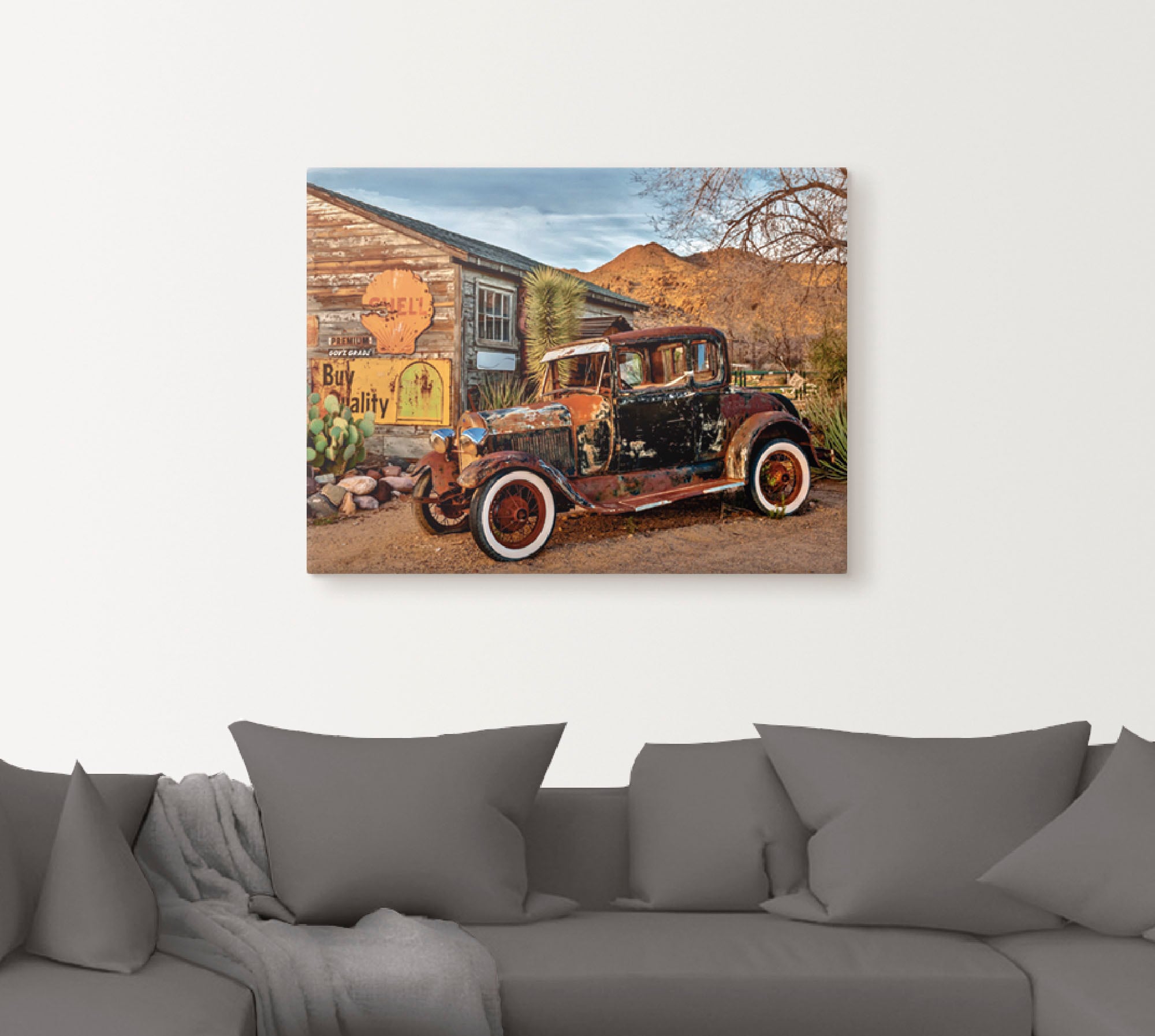Artland Wandbild »Oldtimer Route 66 Hackberry«, Auto, (1 St.), als Leinwandbild, Wandaufkleber in verschied. Größen