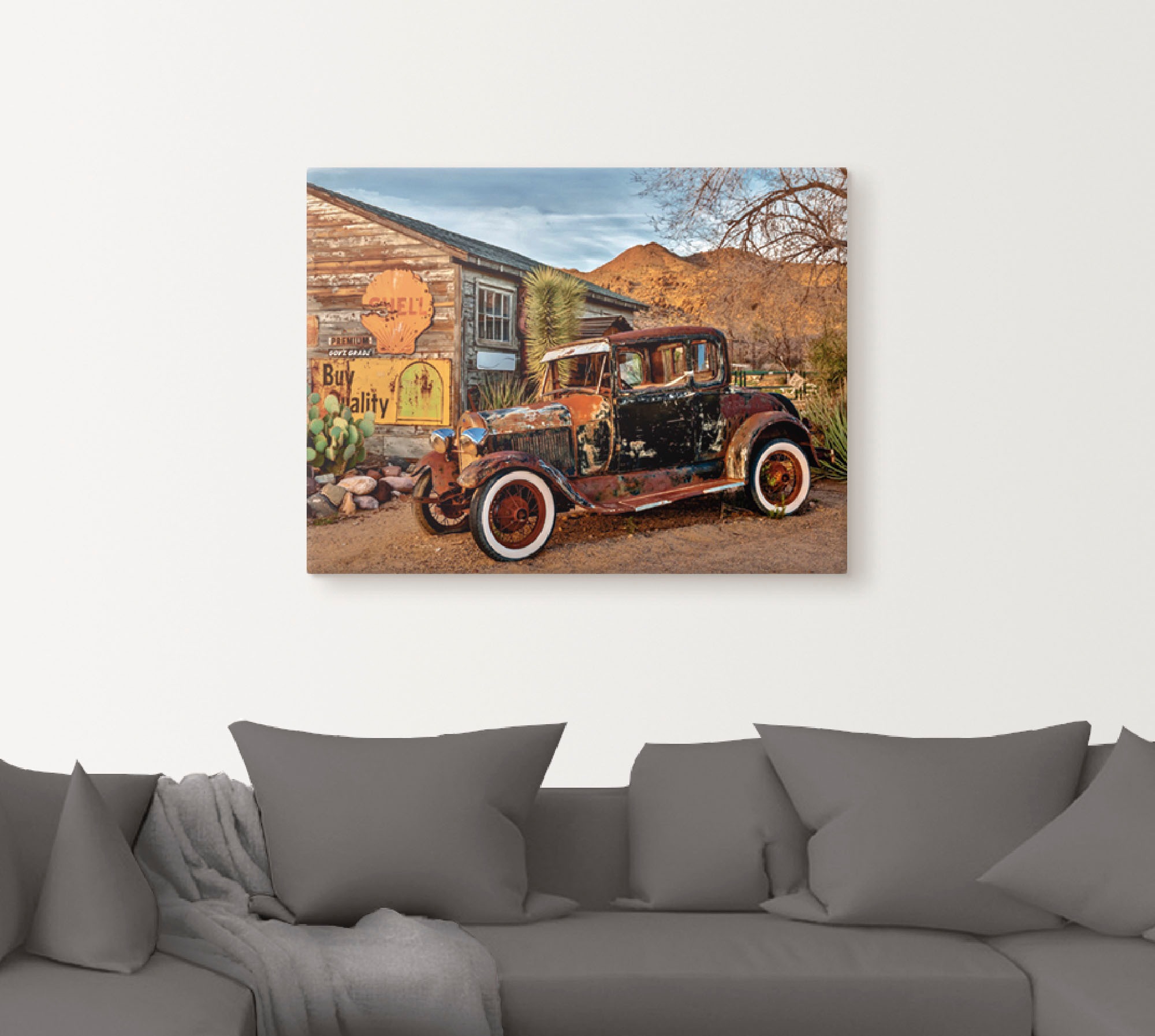 Artland Leinwandbild "Oldtimer Route 66 Hackberry" Auto 1 Stk. tlg. als Lei günstig online kaufen