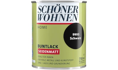 SCHÖNER WOHNEN FARBE Lack »Home Buntlack«, 750 ml, schwarz, seidenmatt, für innen,...
