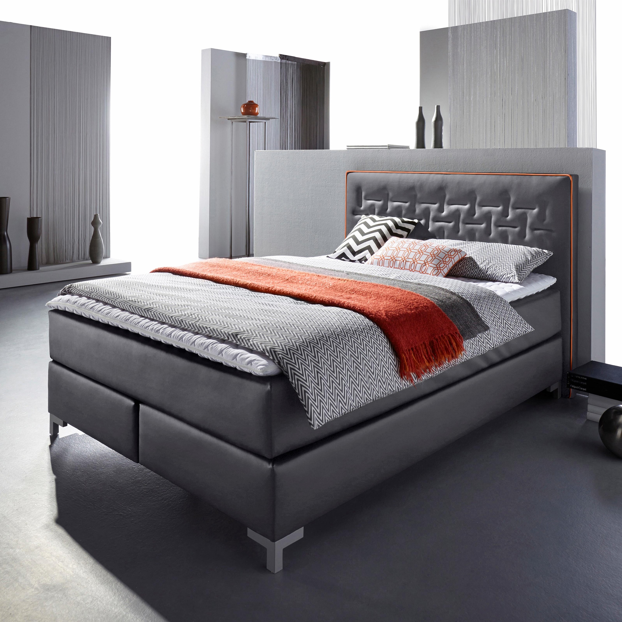 Home affaire Boxspringbett "Coos" mit besonderer Steppung im Kopfteil, 3 Ma günstig online kaufen