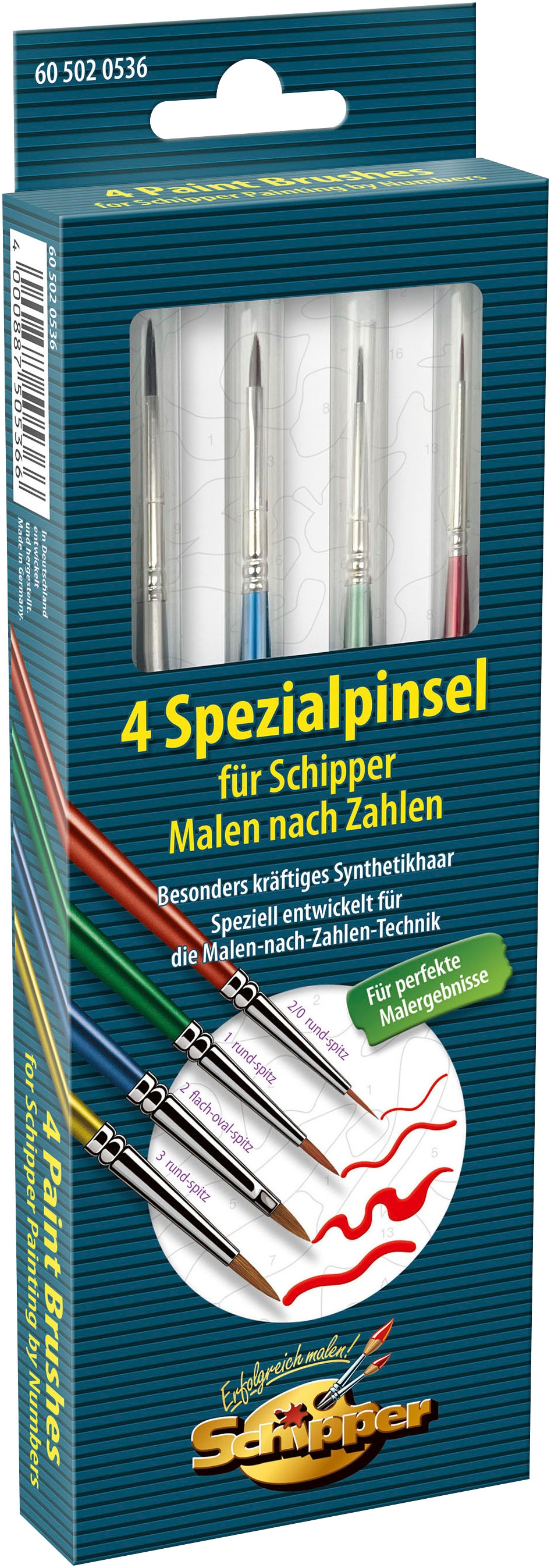 Schipper Kreativset »Malen nach Zahlen, Spezialpinsel«, (Set, 4 tlg.), Made in Germany