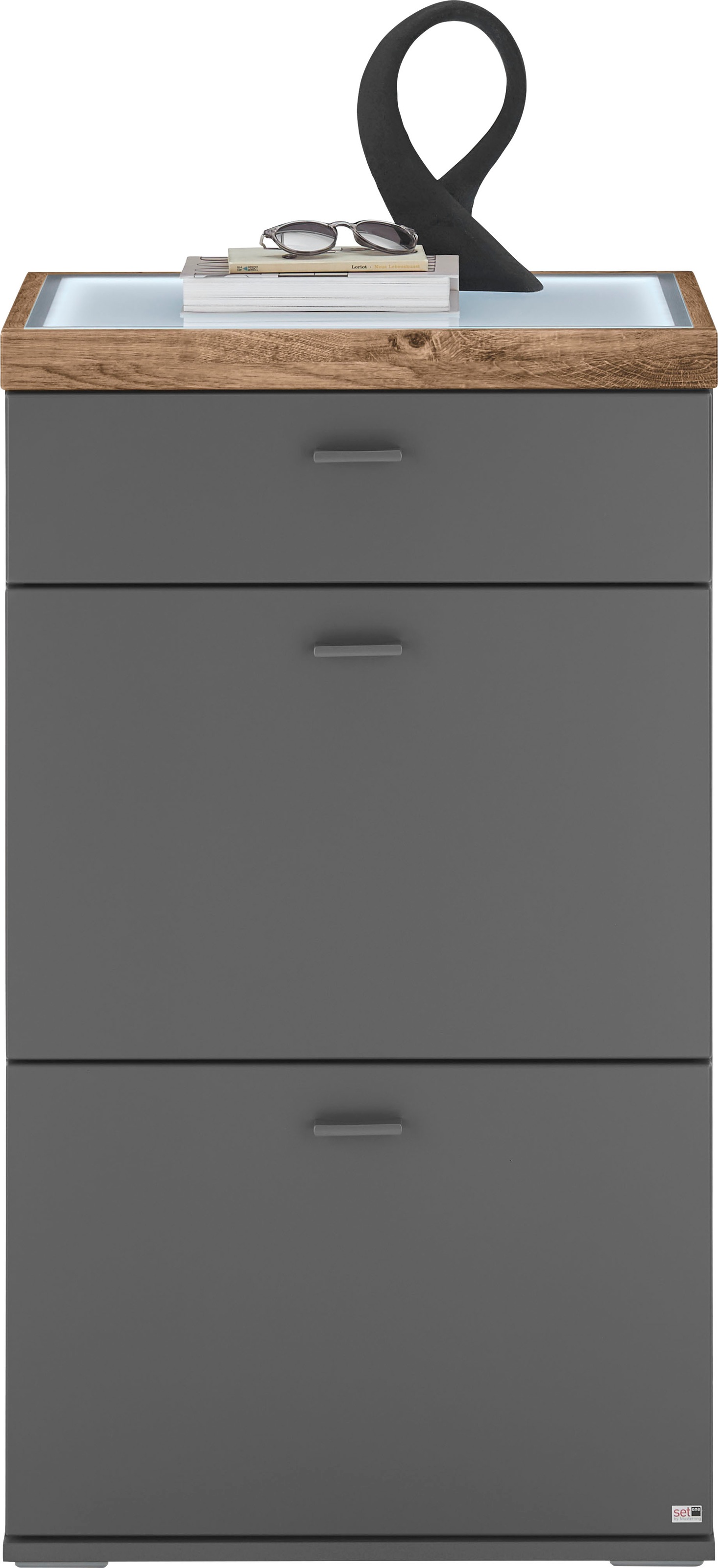 set one by Musterring Highboard »Lancaster Dielen«, inklusive LED-Beleuchtung, in 2 Farben erhältlich, B 61 x H 91 cm