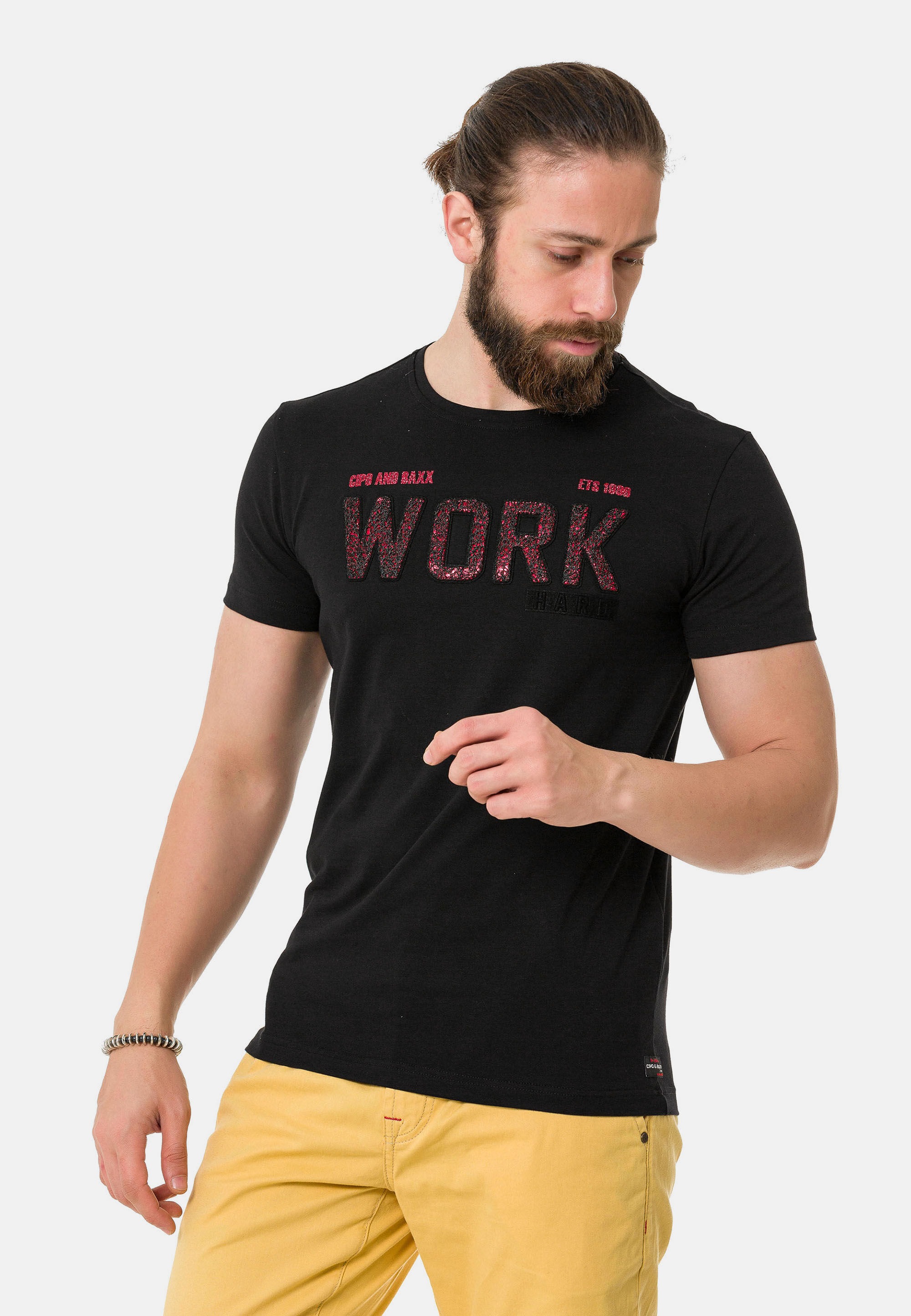 Cipo & Baxx T-Shirt »T-Shirt«, mit Rundhals-Ausschnitt
