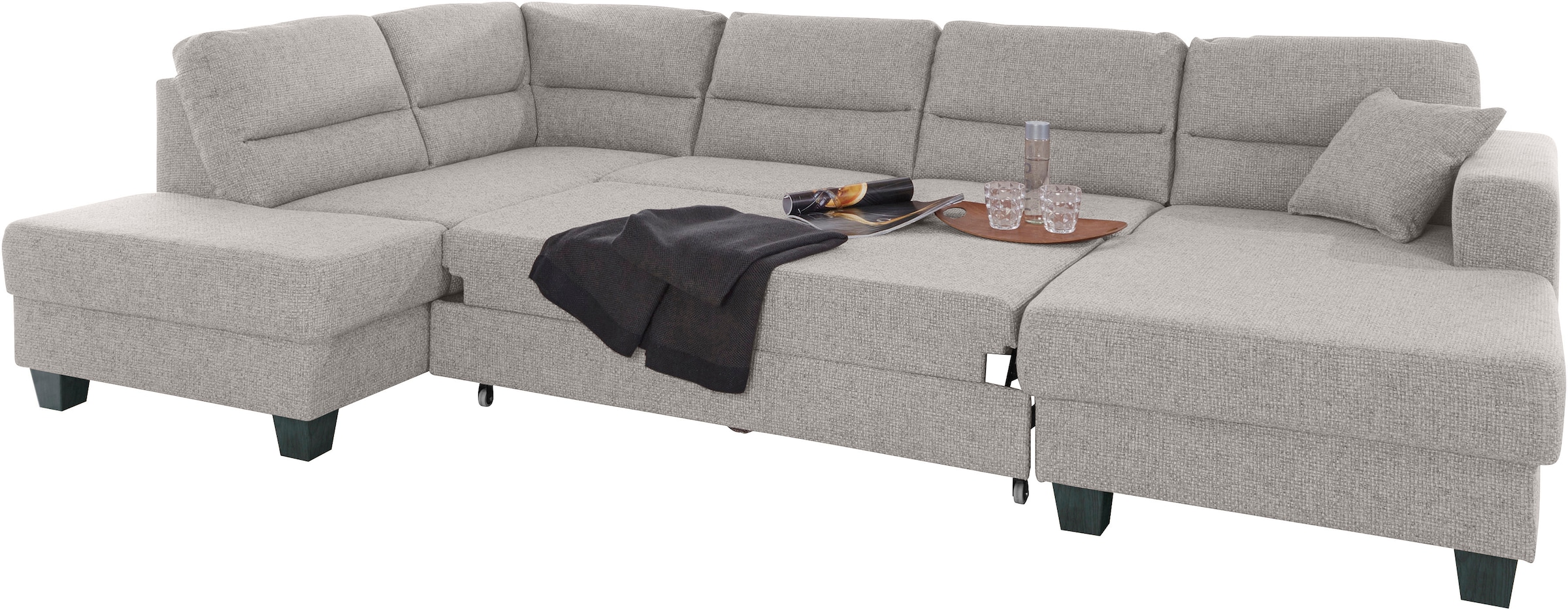 TRENDMANUFAKTUR Wohnlandschaft »Chamber, U-Form«, inklusive zwei Kopfstützen, wahlweise mit Bettfunktion