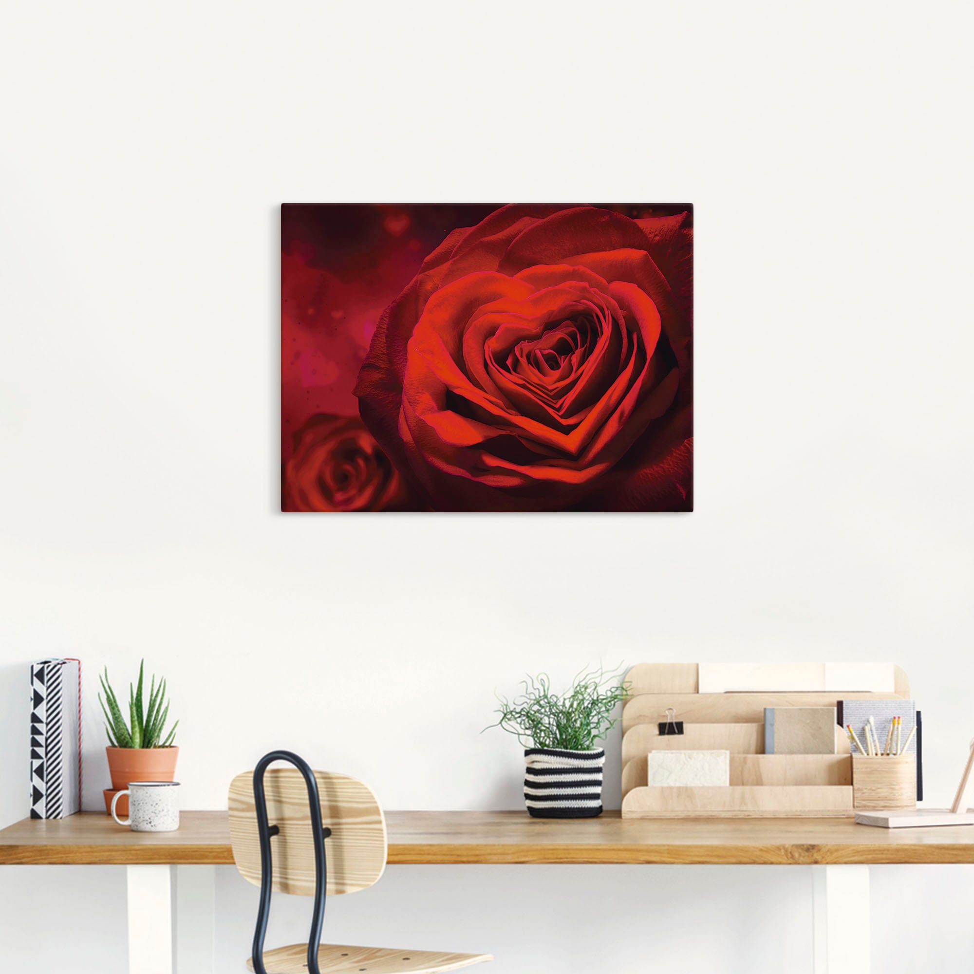 Artland Wandbild »Valentinseinladung mit Herzen und Rosen«, Blumen, (1 St.), als Leinwandbild, Poster, Wandaufkleber in verschied. Größen