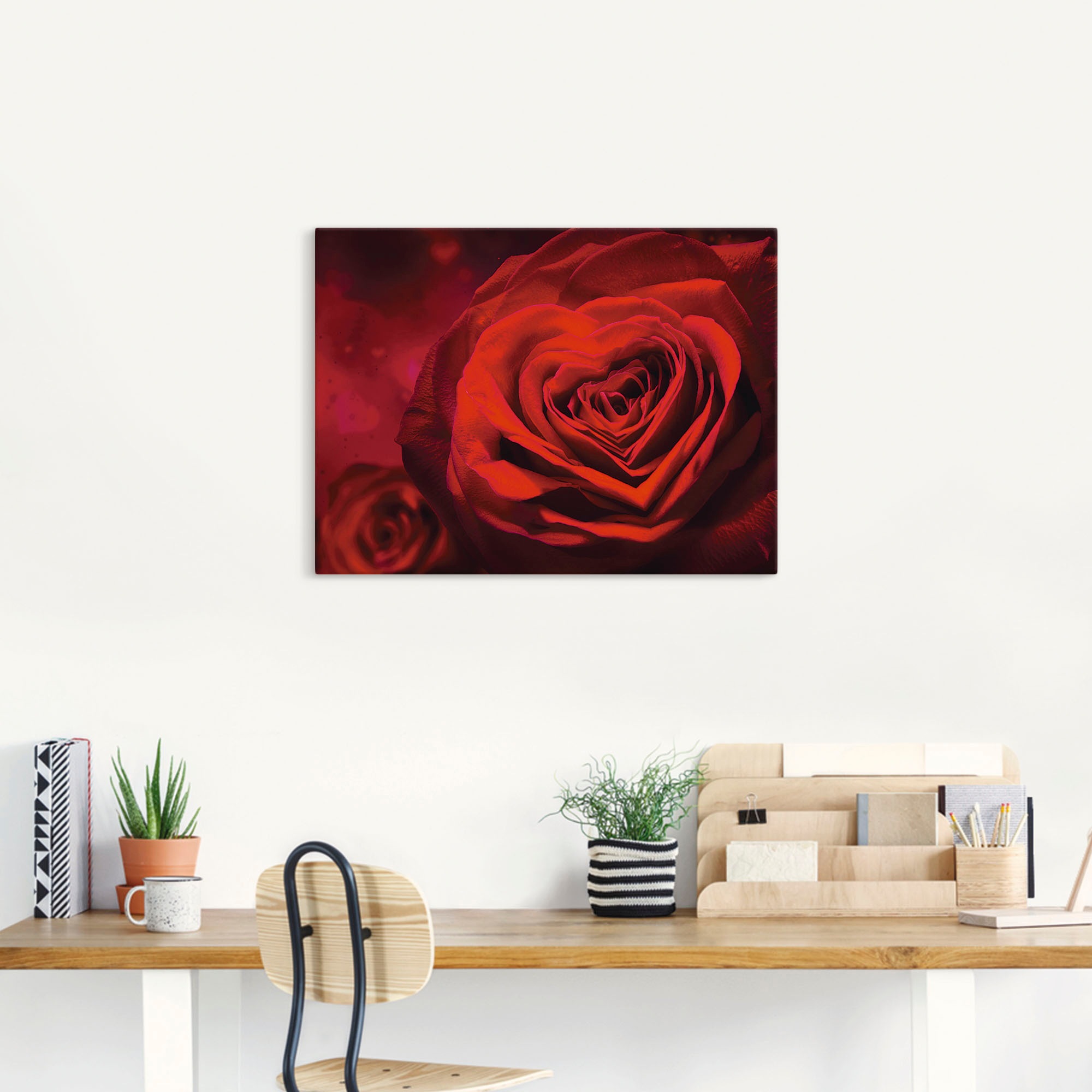 Artland Leinwandbild "Valentinseinladung mit Herzen und Rosen" 1 Stk. tlg. günstig online kaufen