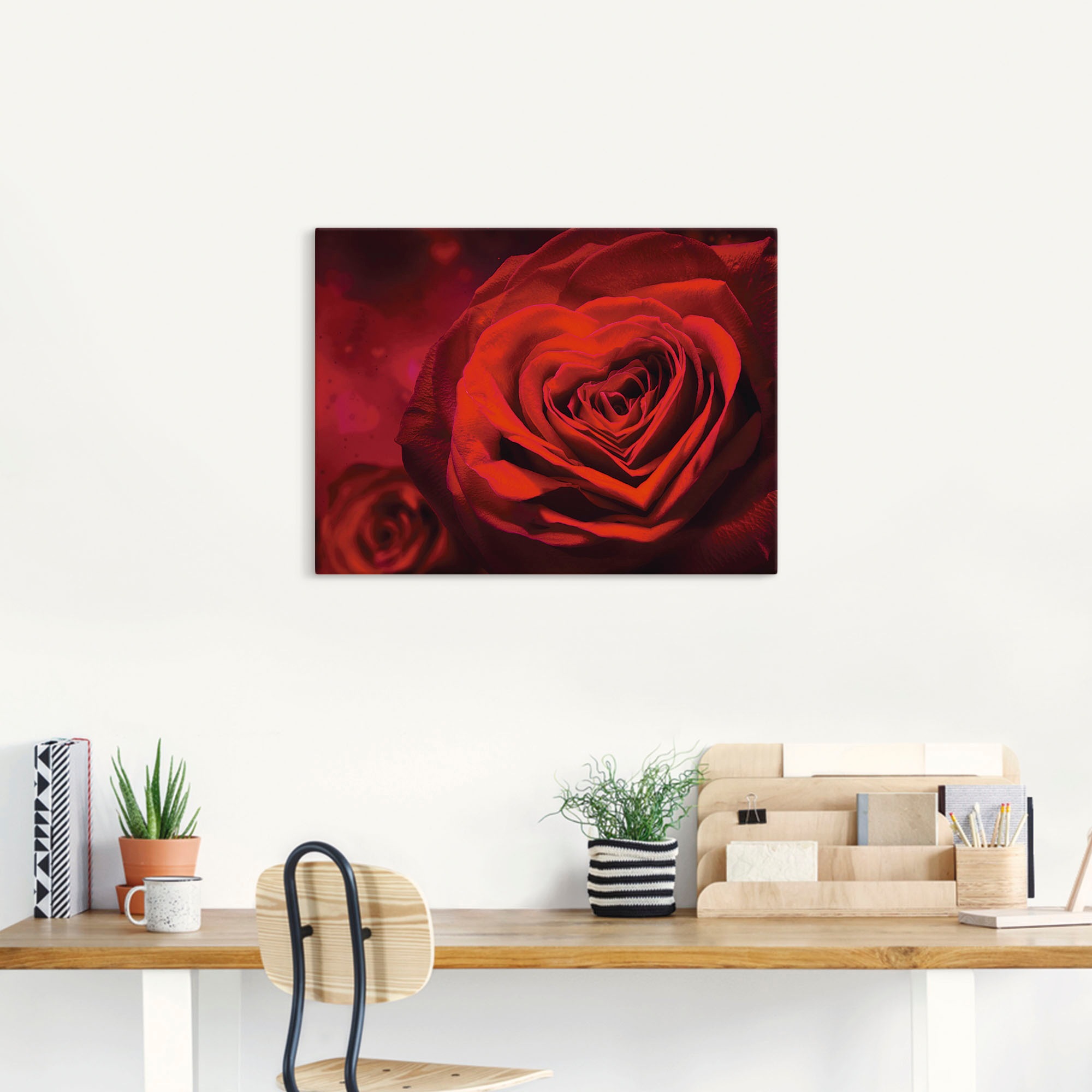 Artland Wandbild "Valentinseinladung mit Herzen und Rosen", Blumen, (1 St.) günstig online kaufen