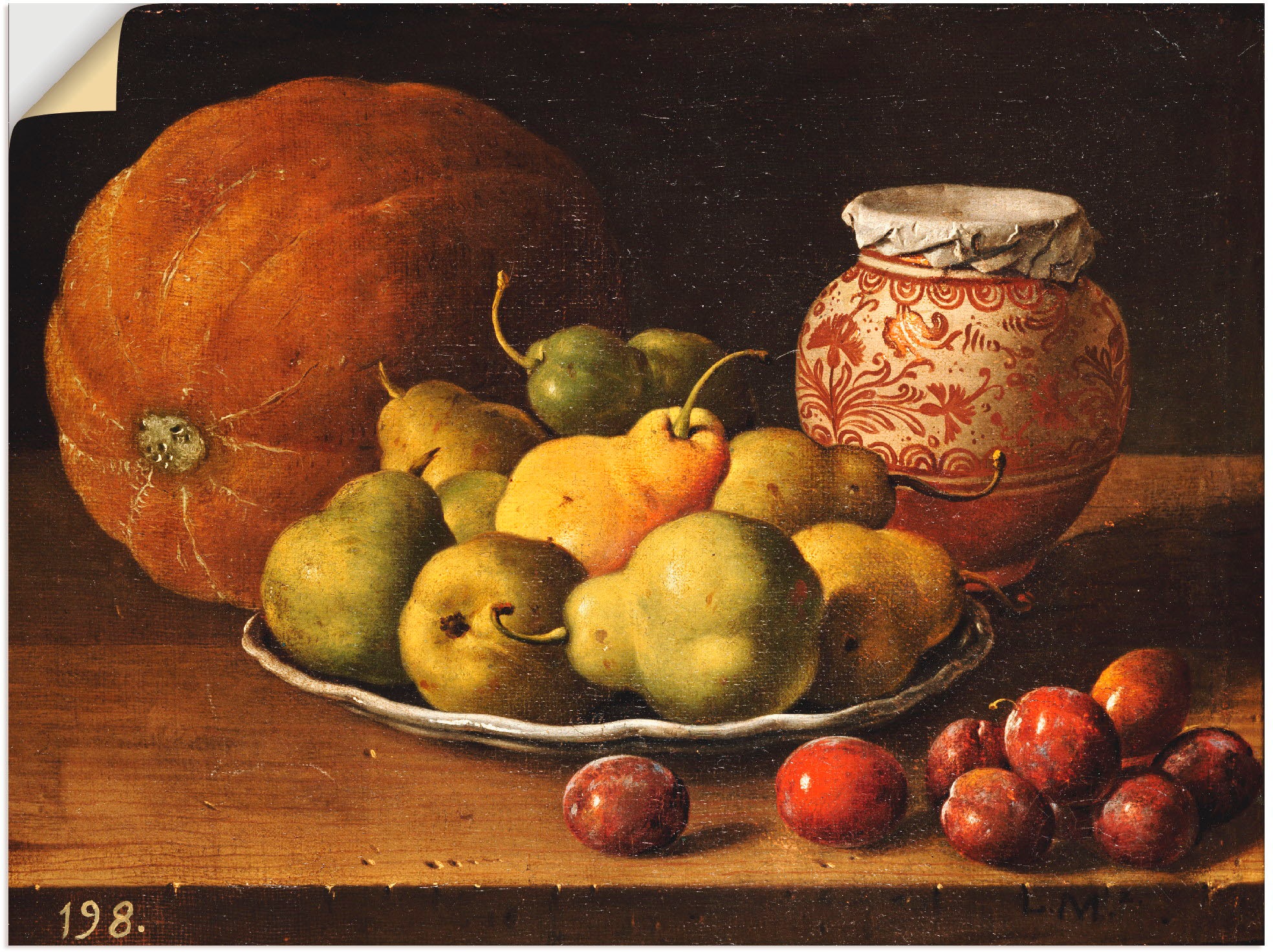 Artland Kunstdruck »Stillleben mit Birnen und Pflaumen.«, Arrangements ...