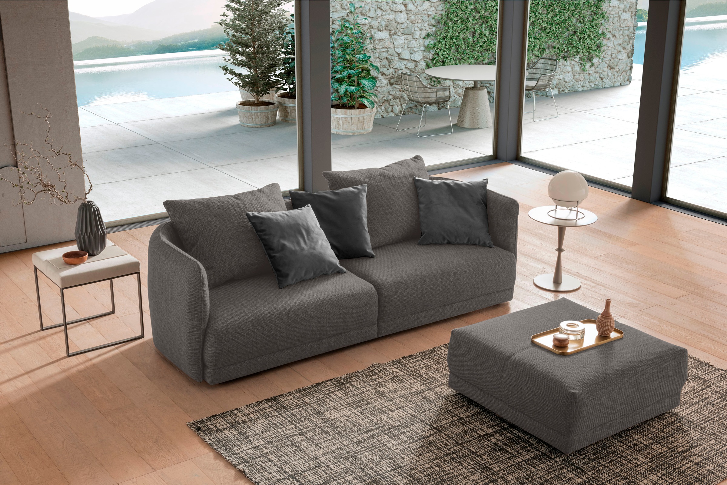designwerk Big-Sofa »New York, Design trifft hohen Sitzkomfort,«, Breite 253 cm, mit schmaler Arm- und Rückenlehne