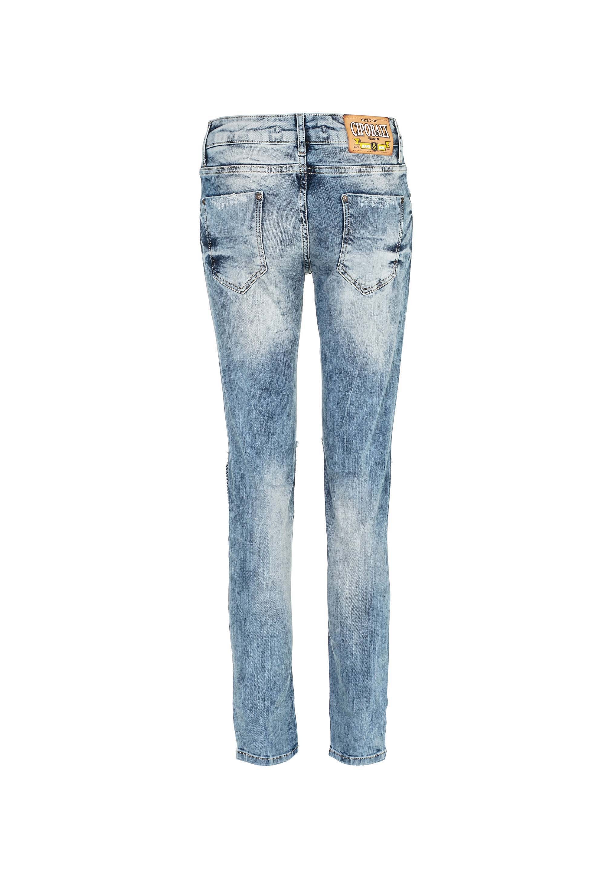 Cipo & Baxx Röhrenjeans, mit frechen Abriebstellen und Cut-Outs in Skinny Fit