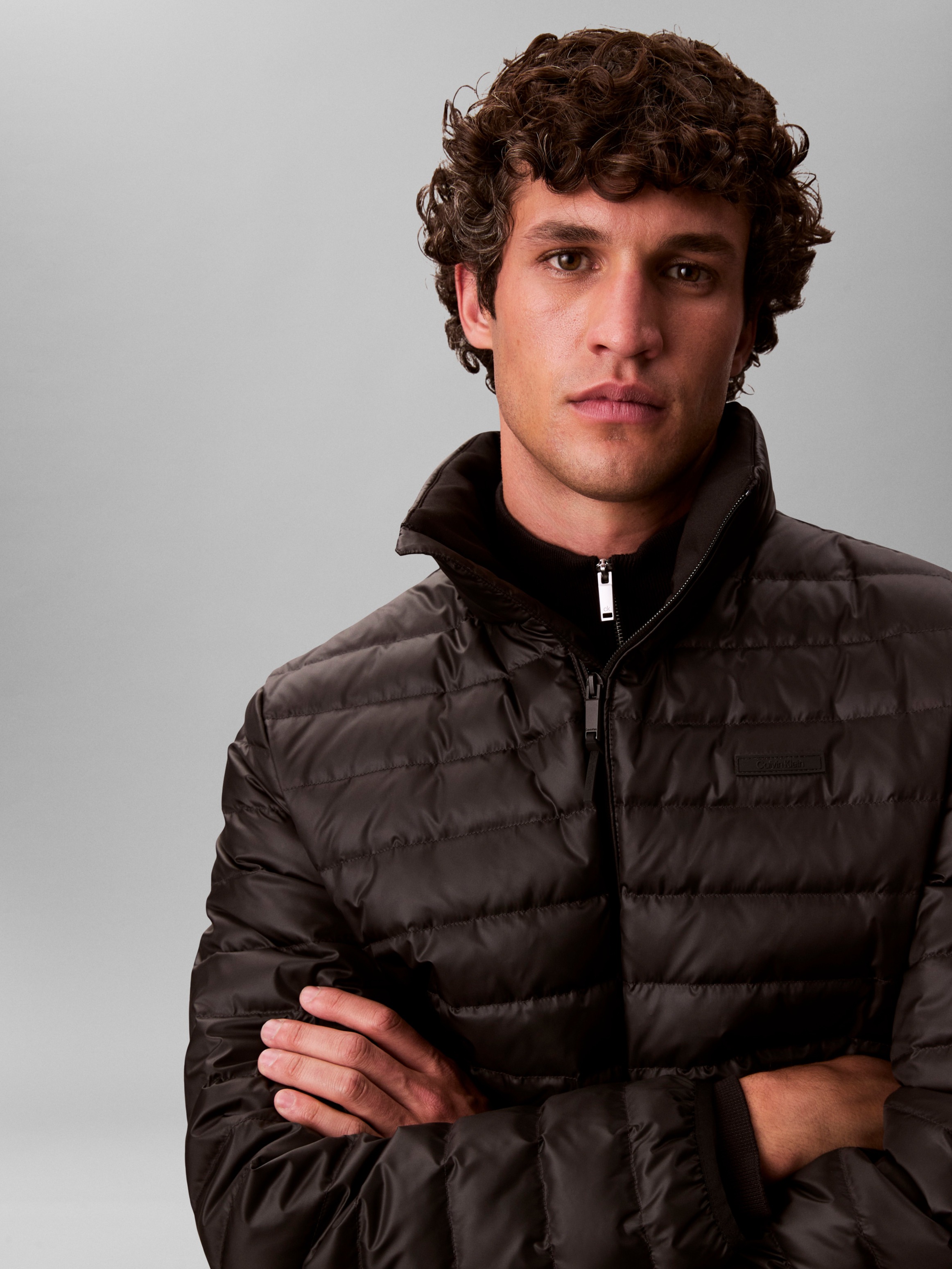 Calvin Klein LS LT WT Nylon Channeled Puffer Jacket Black 3