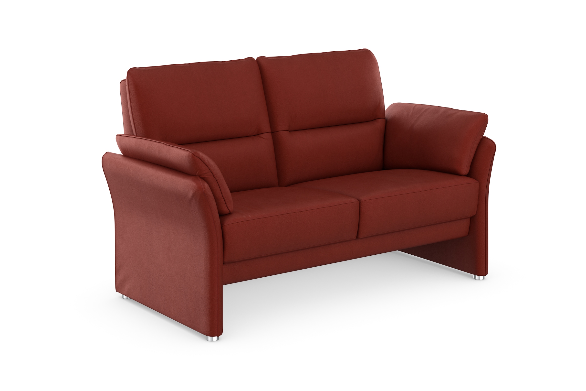 DOMO collection 2-Sitzer »Pina, schmale Armlehnen, mit Federkern, kompakt & elegant«, Hoher Sitzkomfort, Luxus-Microfaser Lederoptik, rot, Breite 159 cm