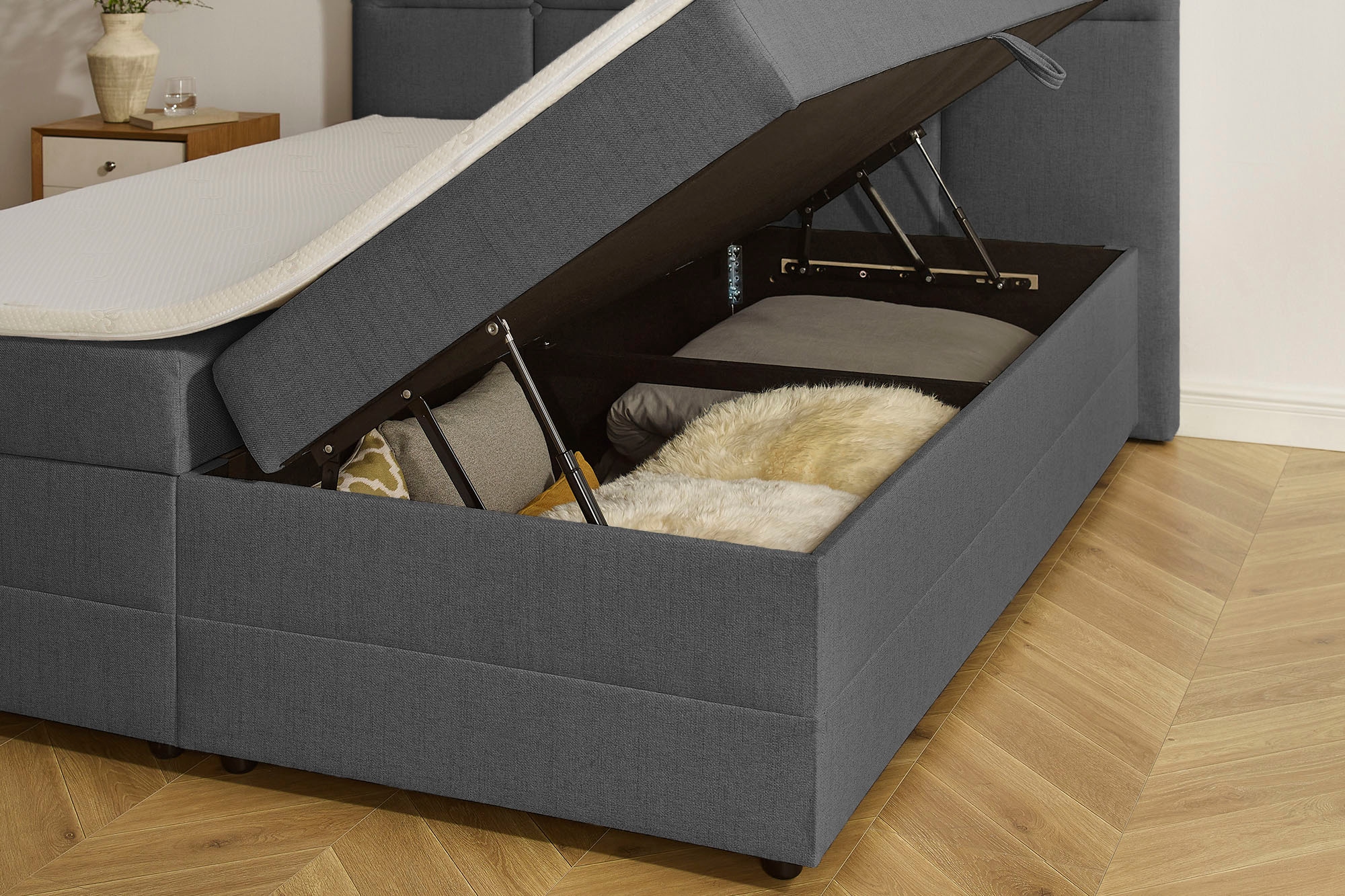INOSIGN Boxbett »Fillmore inkl. Bettkasten, Liegefläche 180x200 cm, in Boxspring-Optik«, inkl. Topper, erhältlich in verschiedenen Farben