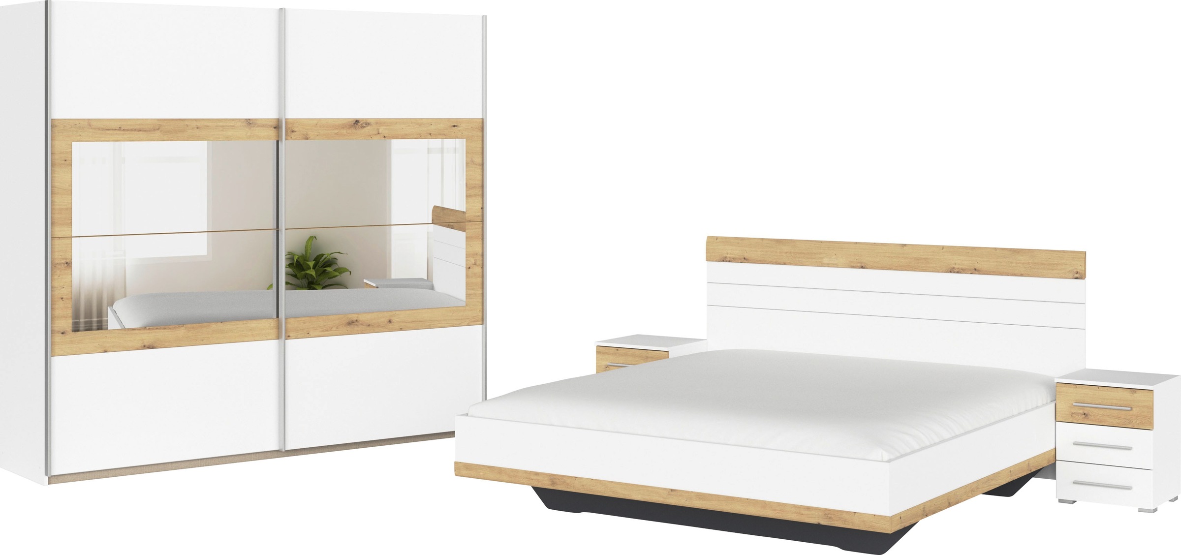 rauch Schlafzimmer-Set "Tarragona", (Set, 4 tlg.), Schrank in 3 Breiten, Bett in 2 Breiten, 2 Nachttische MADE IN GERMAN