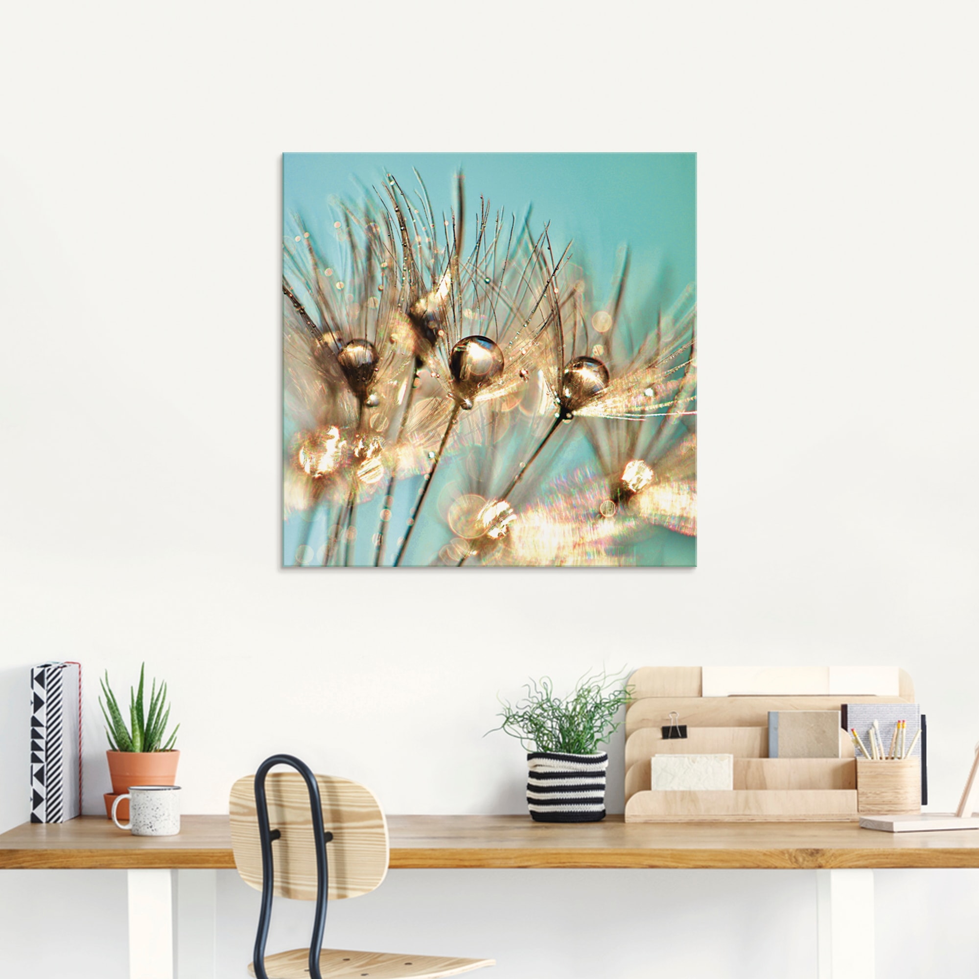 Artland Glasbild »Pusteblume Goldener Tau«, Blumen, (1 St.), in verschiedenen Größen