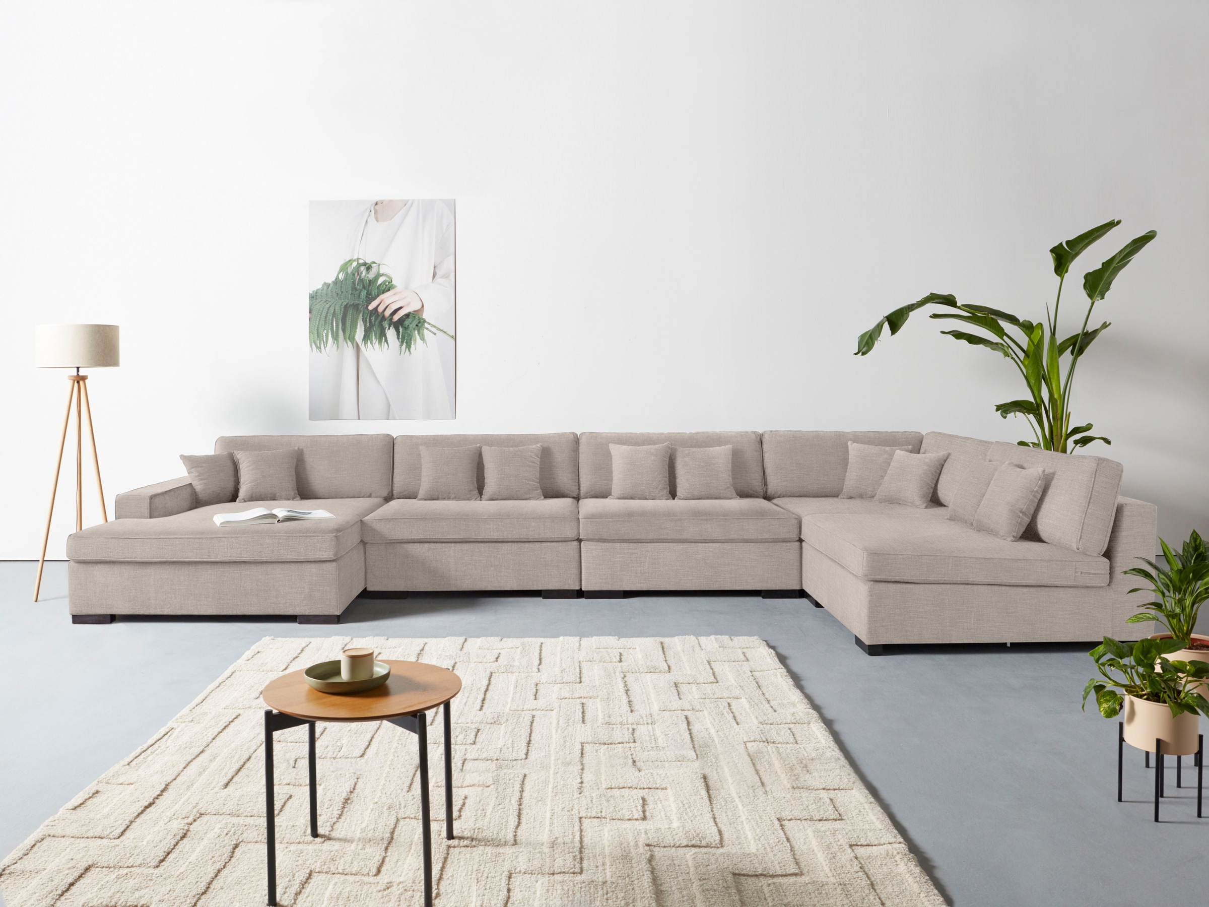 Home affaire Wohnlandschaft "Skara XXL U-Form", Lounge-Sofa XXL mit Federke günstig online kaufen