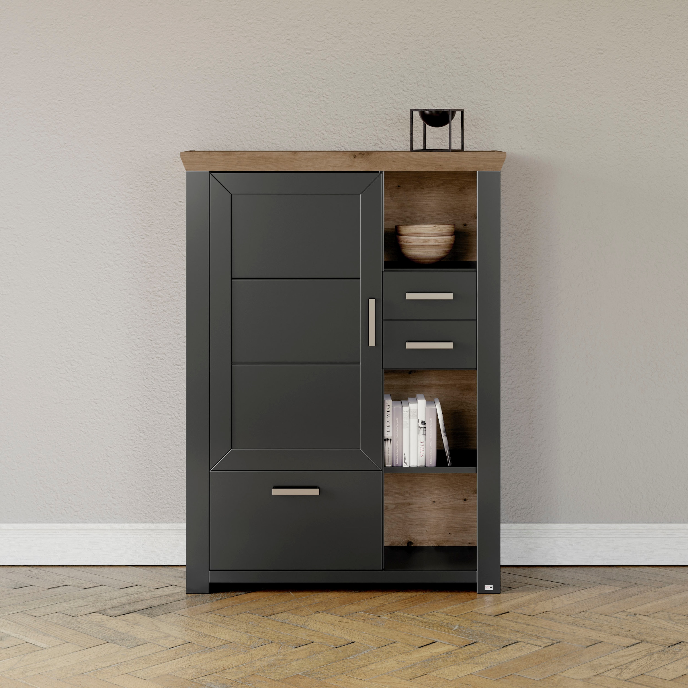 set one by Musterring Highboard "York", Typ 25 und 26, in 3 Farbvarianten, Beleuchtung optional, Breite 105 cm